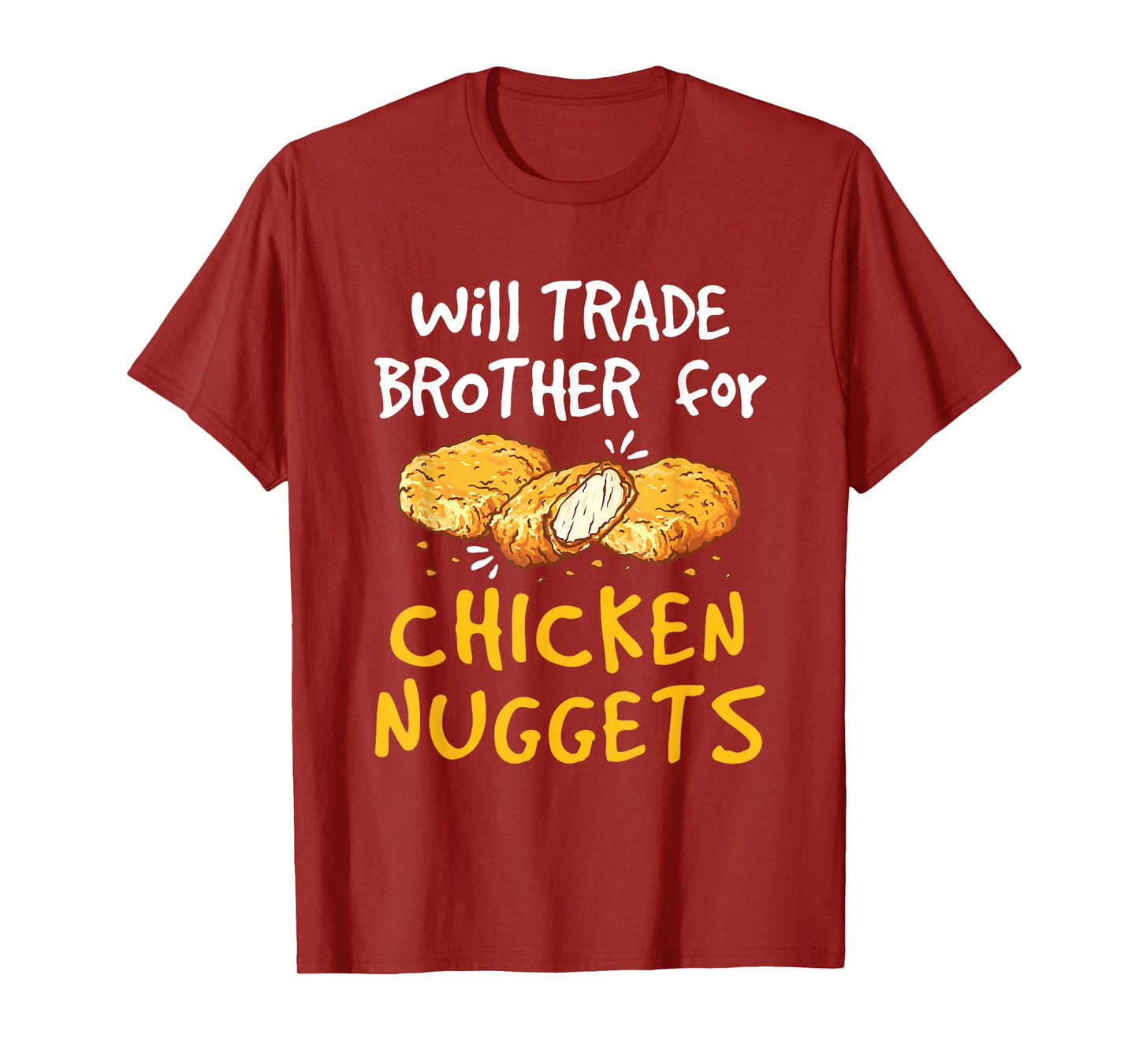 Chicken Nugget Lover Apparel and Gifts Kids Unisex T-Shirt Black Small Modern Fun Crew Neck Short Sleeve Will Trade Brother for Chicken Nuggets Funny Fast Food