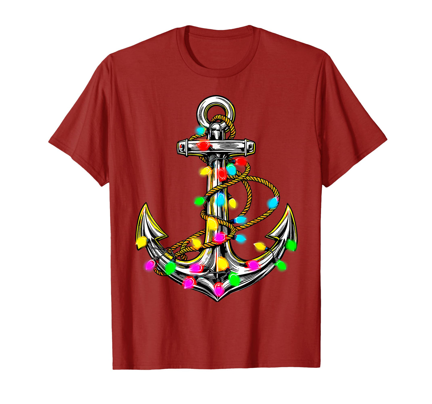 Anchor Christmas Tree Lights Sailor Boat Captain Xmas Tee T-Shirt