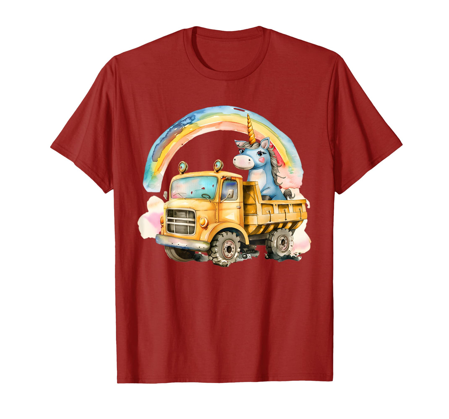 Unicorn Dump Truck - Kids Birthday Party - Watercolor Print T-Shirt
