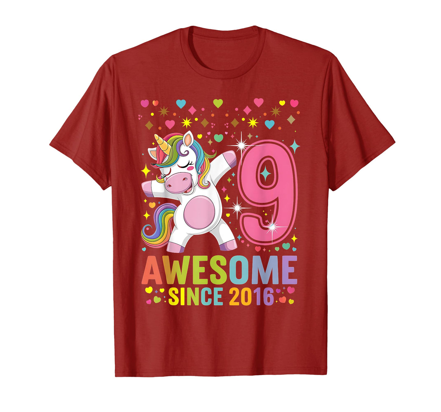 9 Years Old Unicorn Flossing 9th Birthday Unicorn Party Girl T-Shirt