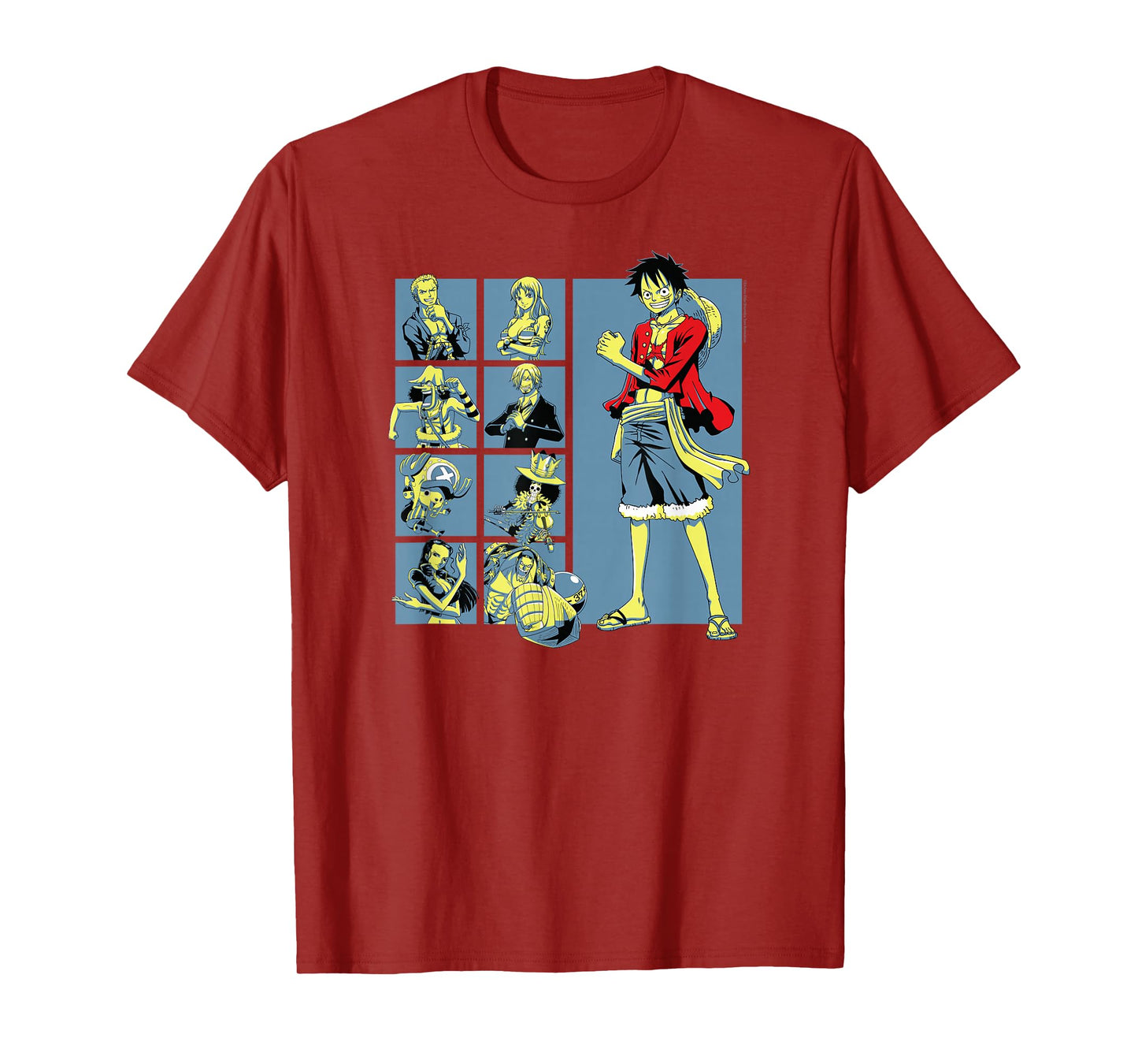 One Piece Anime Pirate Character Grid T-Shirt
