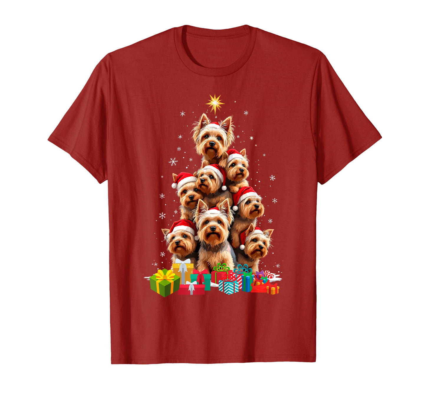 Funny Yorkshire Terrier Yorkie Christmas Tree Xmas Dog Lover T-Shirt