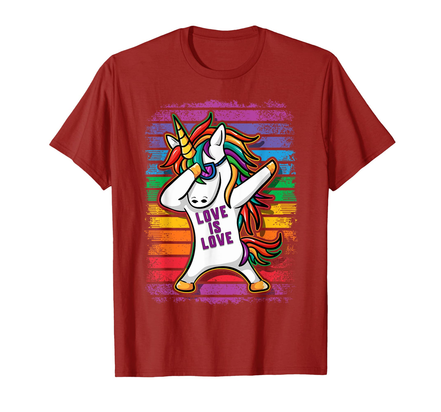 Gay Pride Dabbing Unicorn Love Is Love T-Shirt