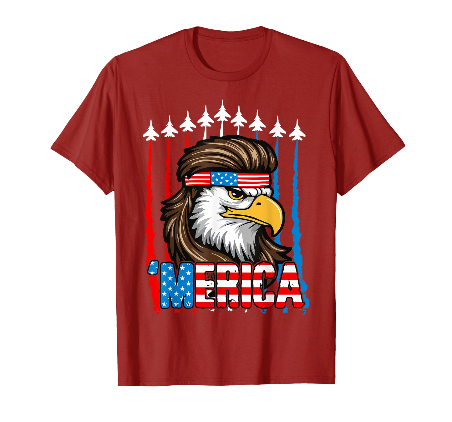 4th Of July Merica USA Flag Bald Eagle Patriotic Fighter Jet T-Shirt for Women Kids Men