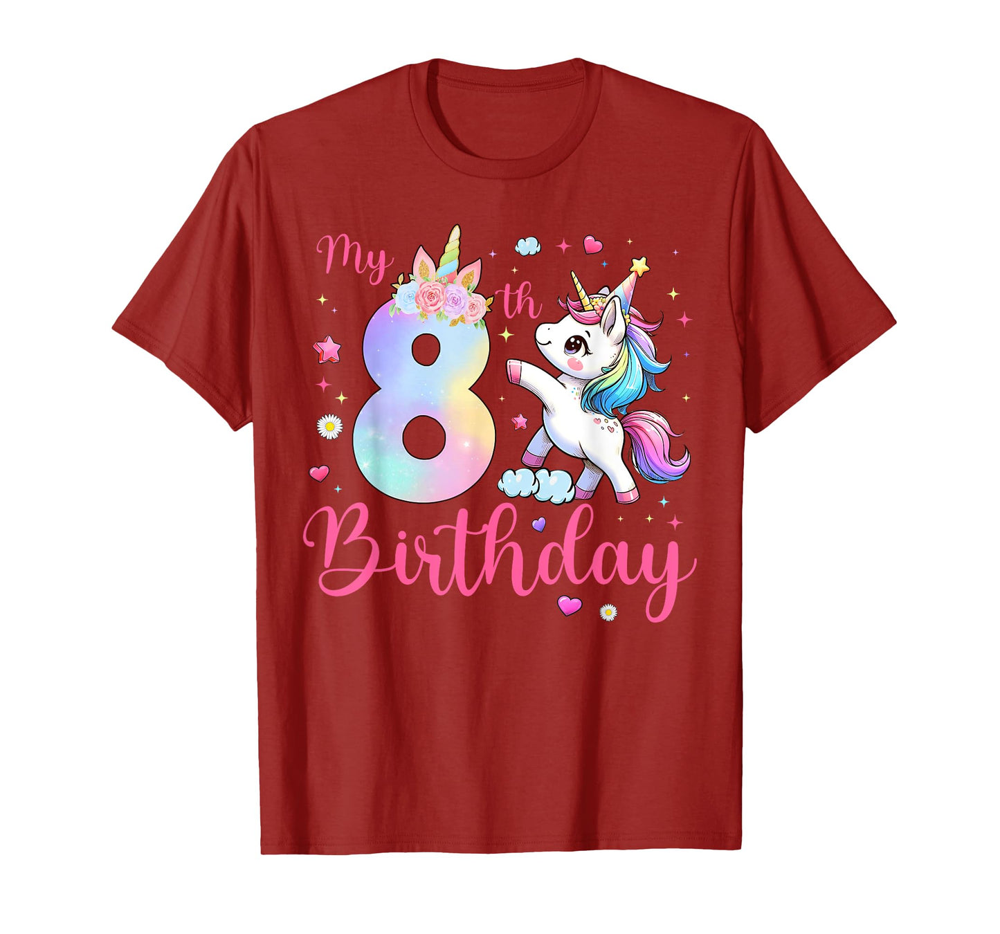 Cute Unicorn 8 Years Old My 8th Birthday Unicorn Girl Kids T-Shirt