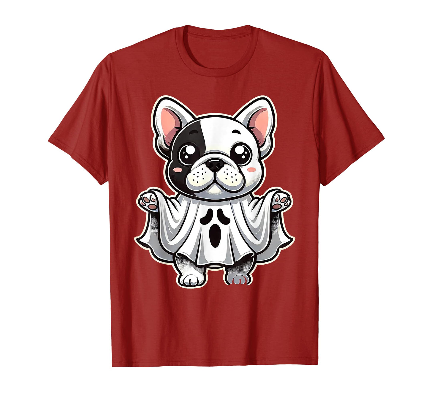 Cute French Bulldog Ghost Costume Puppy Halloween Pup Men Women Kids T-Shirt