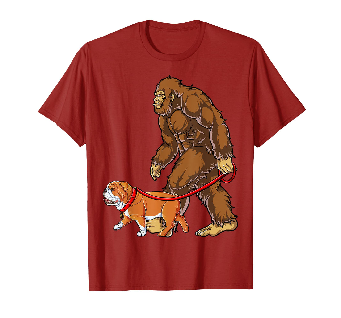 Bigfoot Dog Walk English Bulldog T shirt Sasquatch Kids Men T-Shirt