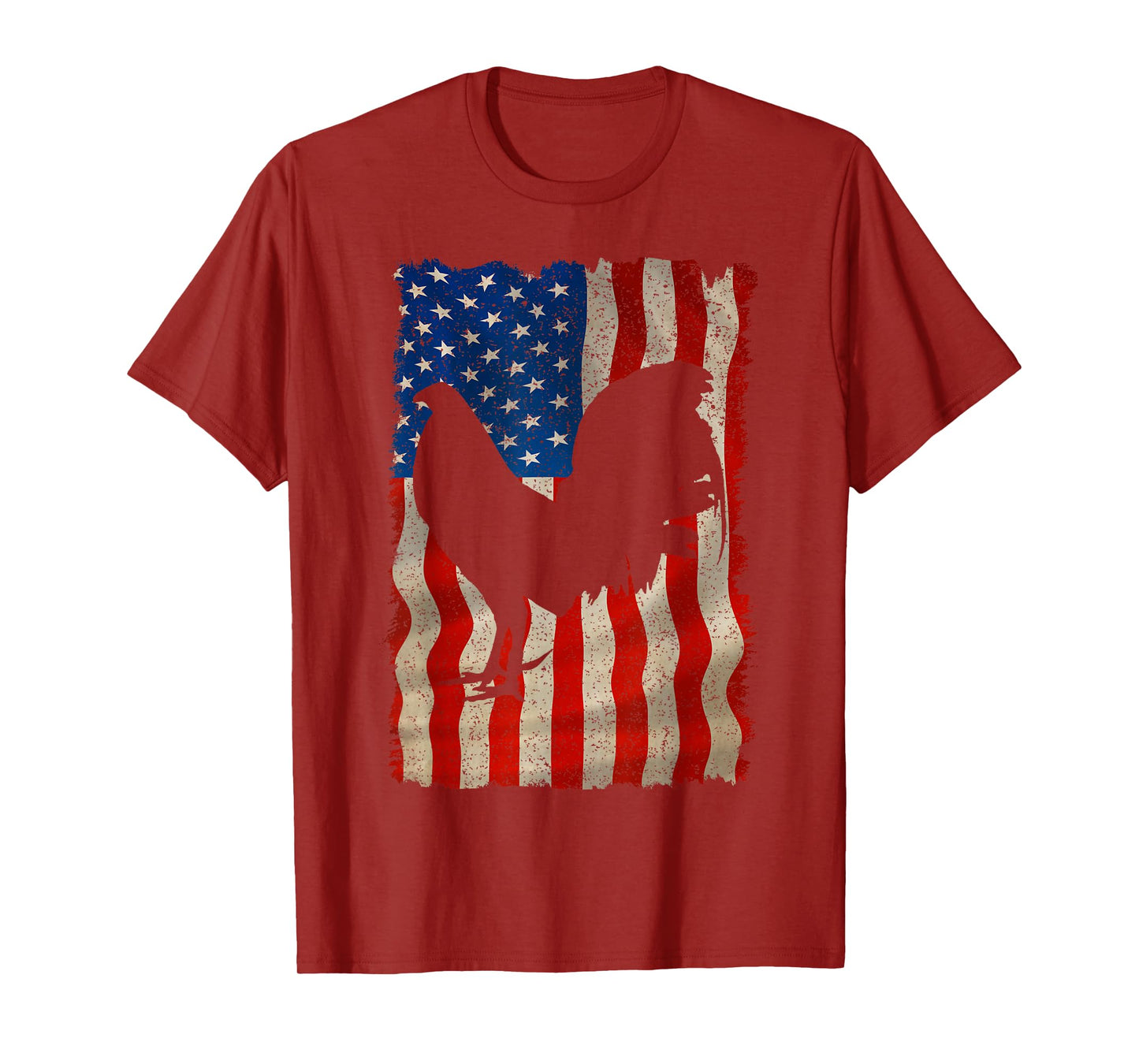 Rooster Vintage US Flag Cock Fight T-Shirt