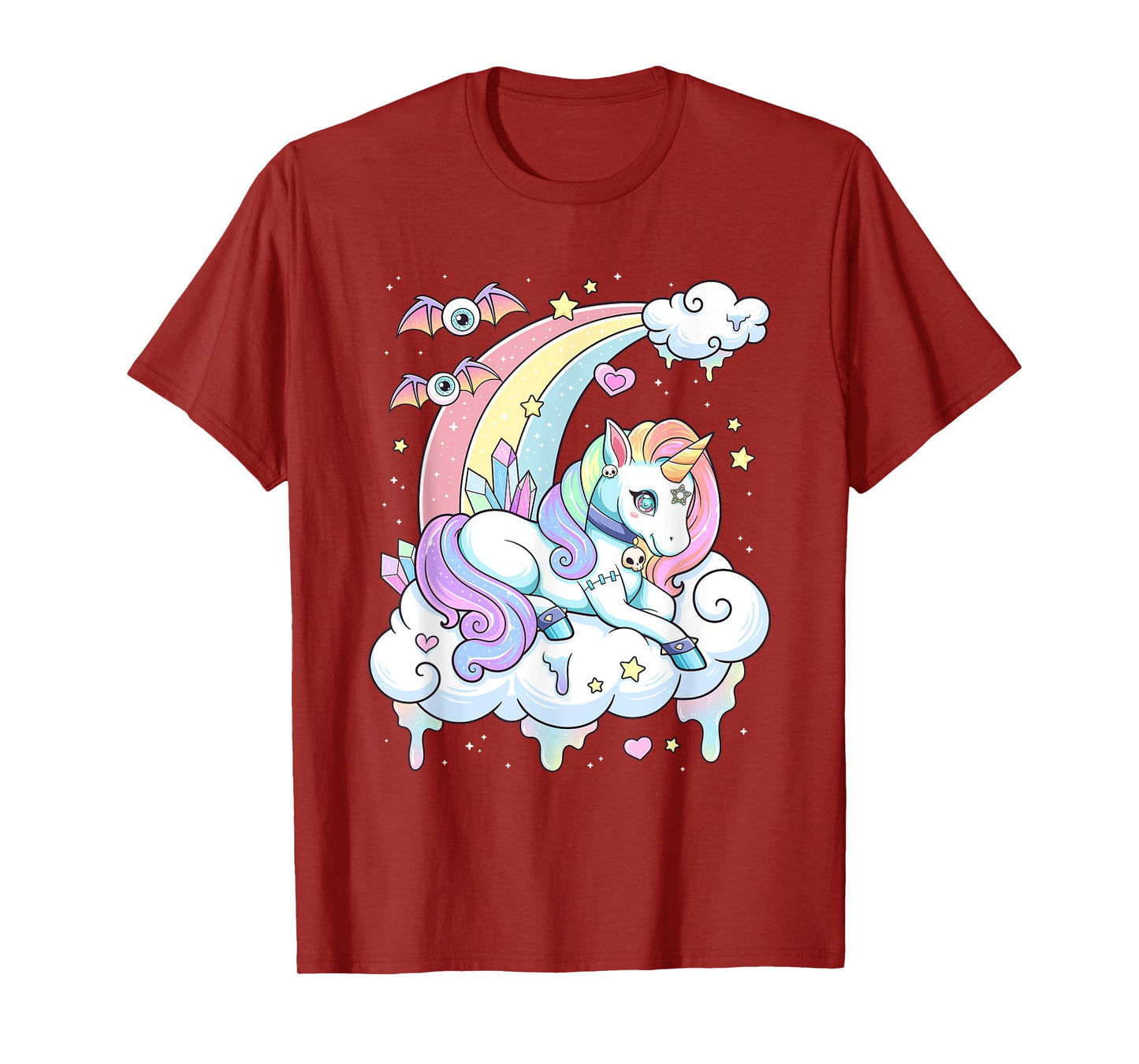 Kawaii Pastel Goth Cute Scary Rainbow Unicorn T-Shirt