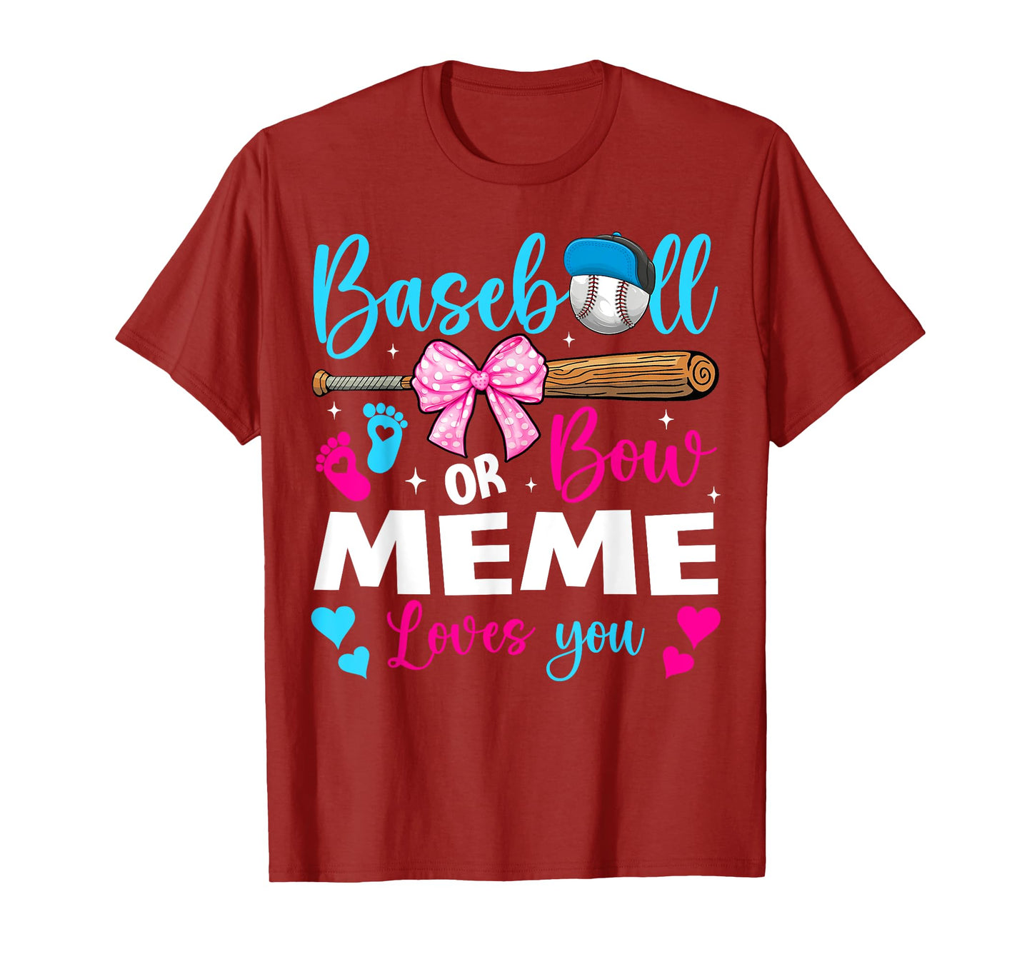 Baseball or Bow Meme Loves You Baseball Gender Reveal T-Shirt