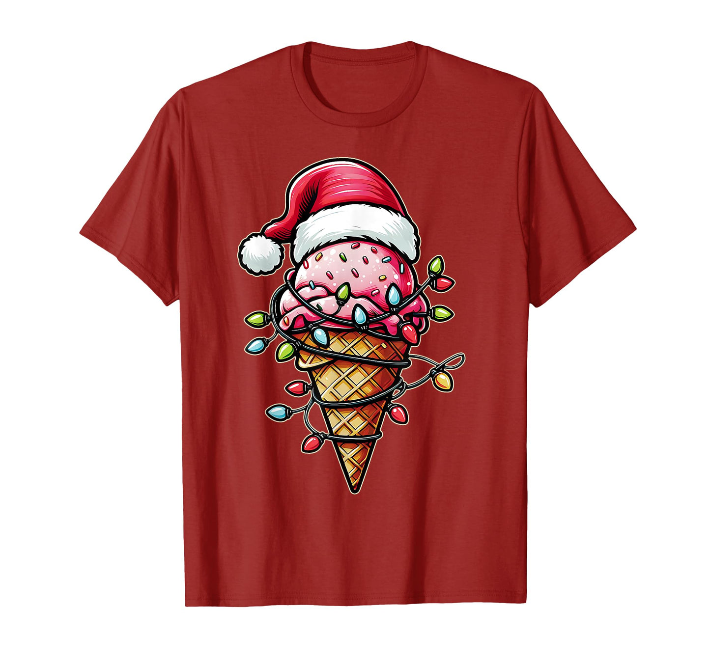 Ice Cream Cone Christmas Hat Xmas T-Shirt
