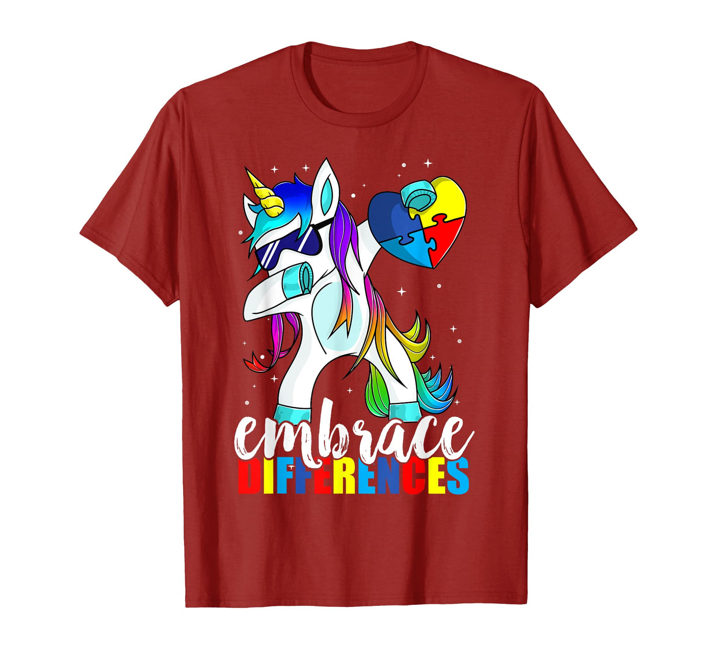 Dabbing Unicorn Embrace Differences Boys Girls Kids Adults T-Shirt