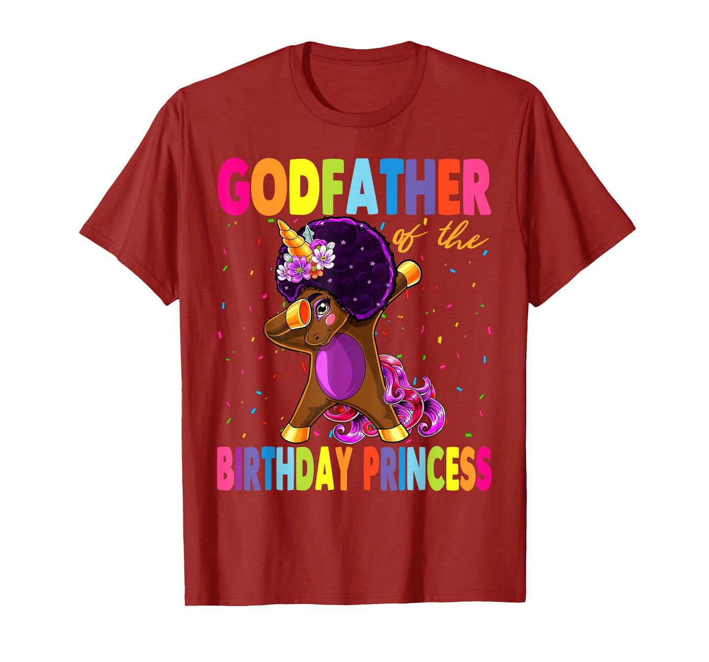 Dabbing Unicorn Afro Godfather of the Birthday Princess T-Shirt
