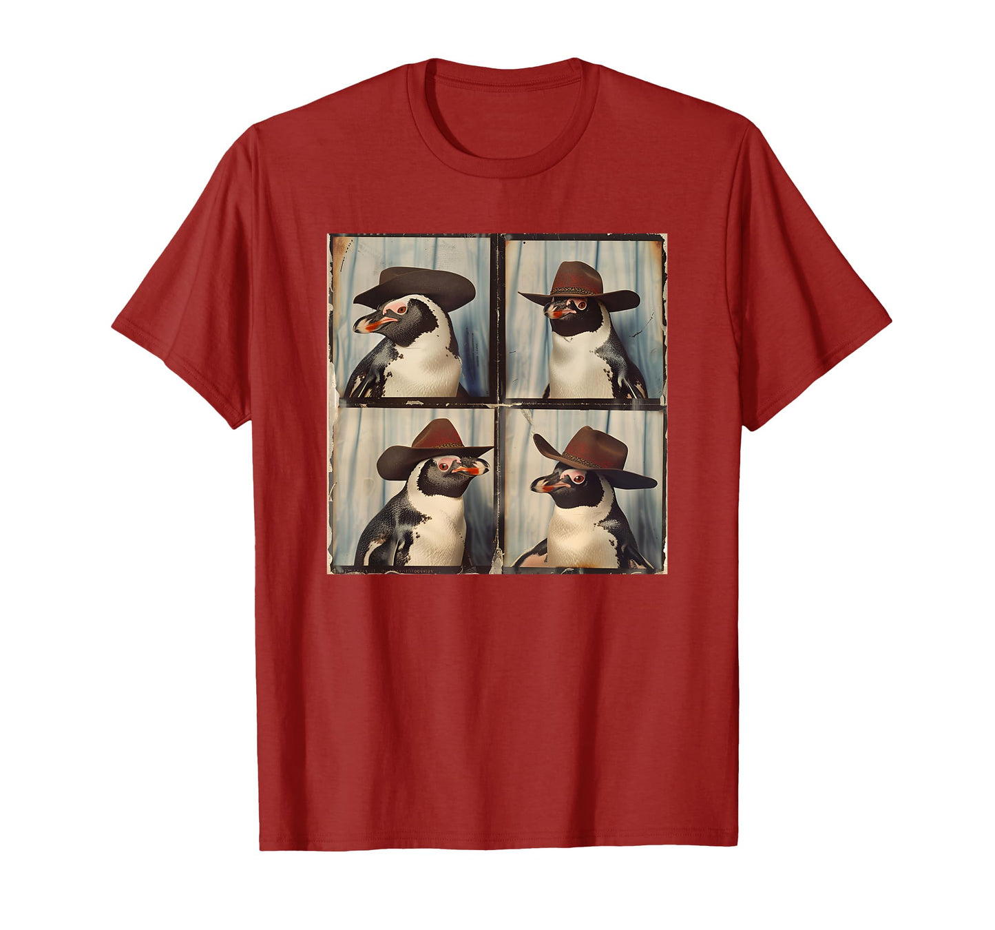 Penguin In Hat Funny Zoo Animal Photobooth Penguin Cowboy T-Shirt