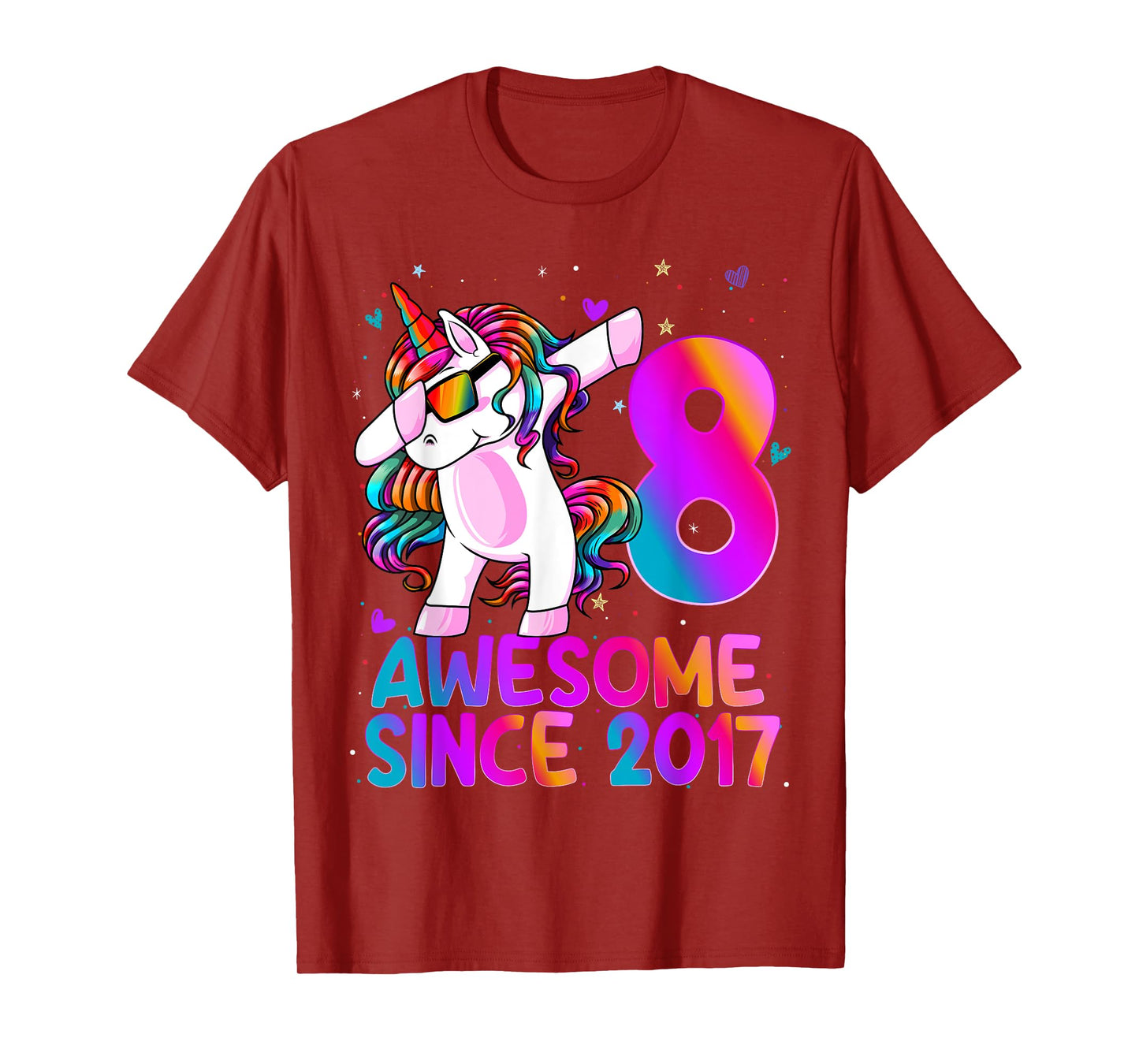 Dabbing Unicorn 8 Year Old 8th Birthday Girl Unicorn Party T-Shirt