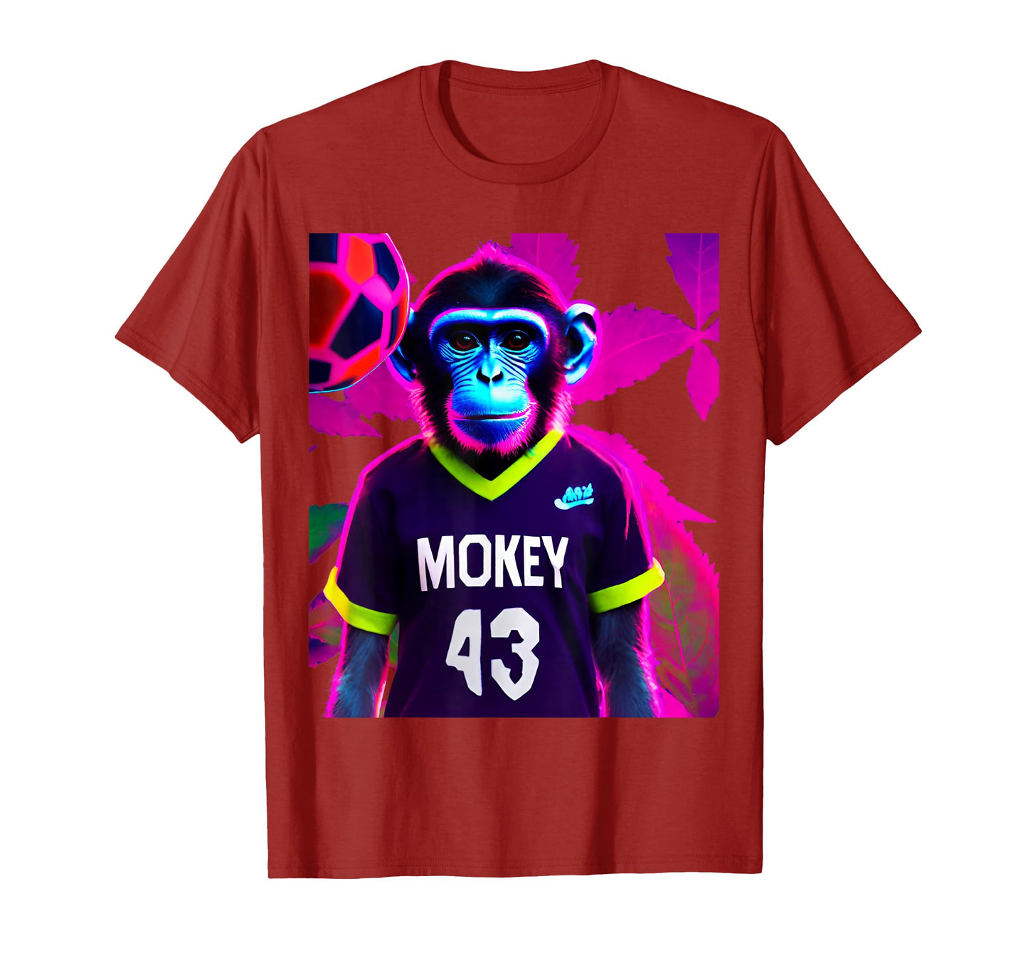 SOCCER MONKEY AUTUMN LEAVES LED GRAPHIC T-Shirt