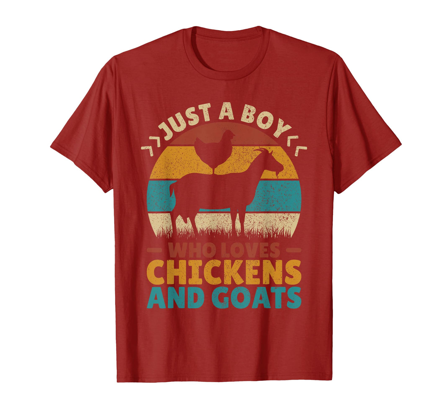 Just A Boy Who Loves Chickens Goats Farm Animal Lover Farmer T-Shirt