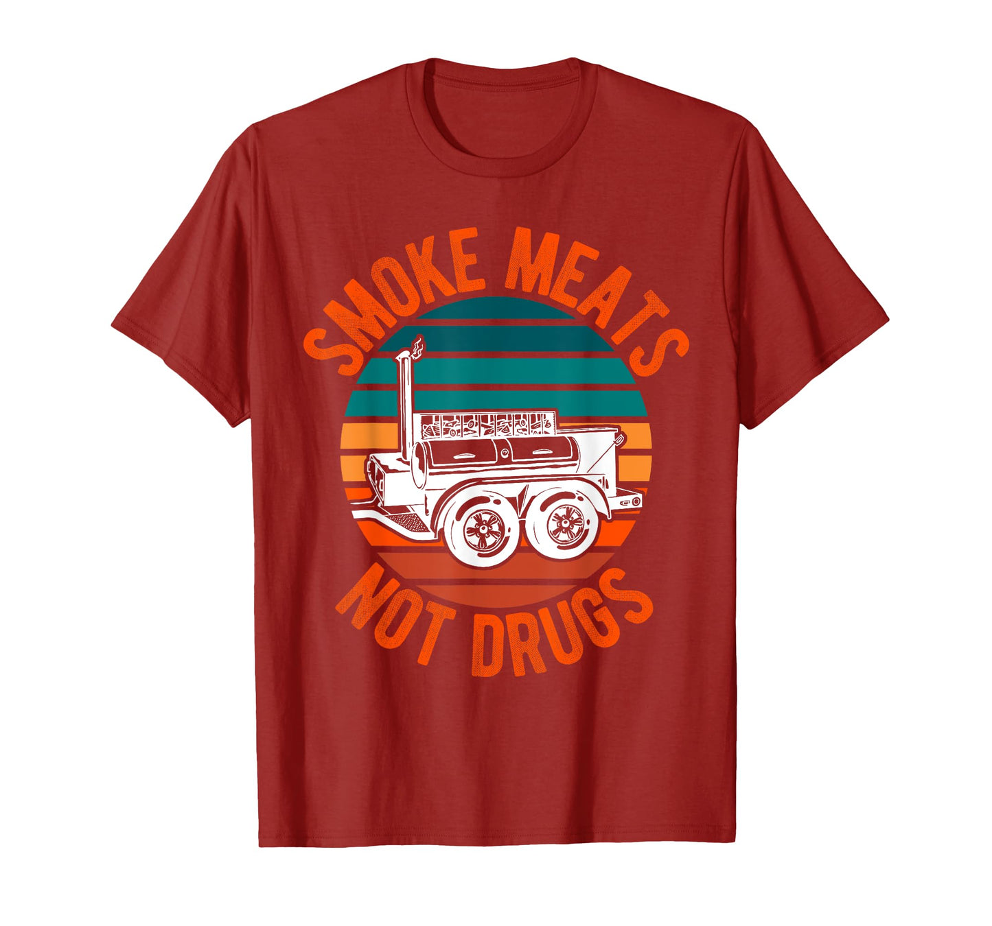 Smoke Meats Not Drugs Funny BBQ Grill Smoker Vintage Sunset T-Shirt for Men Women