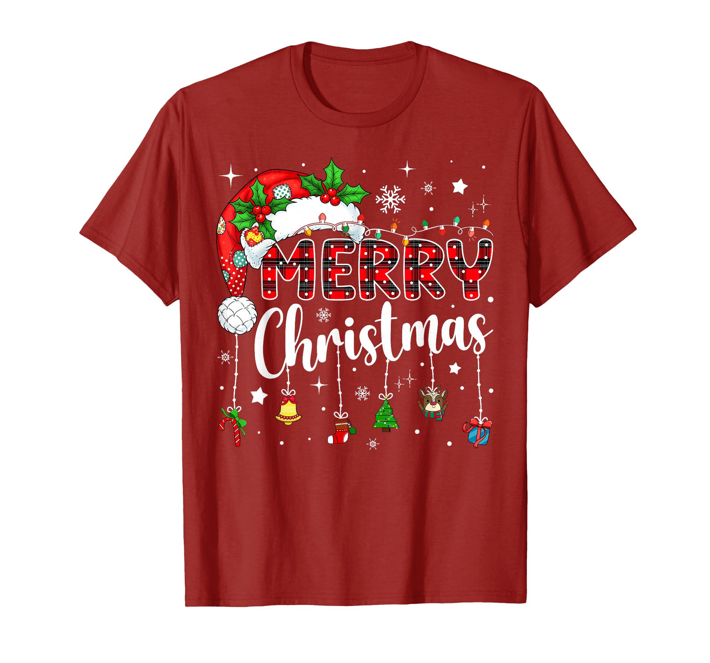 Merry Christmas Red Santa Hat Reindeer Xmas Matching Family T-Shirt