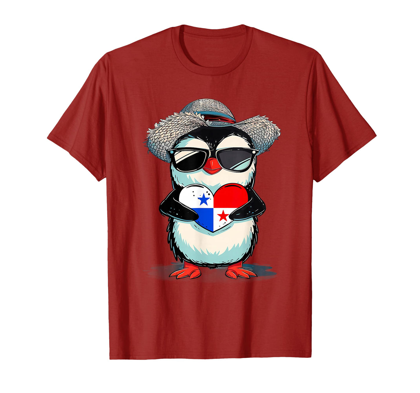 Panama Cute Penguin Heart Panamanian Roots Panamanian Flag T-Shirt