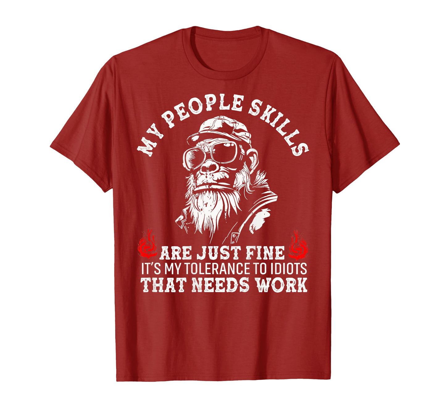 My People Skills Are Just Fine Monkey Funny (ON BACK) T-Shirt