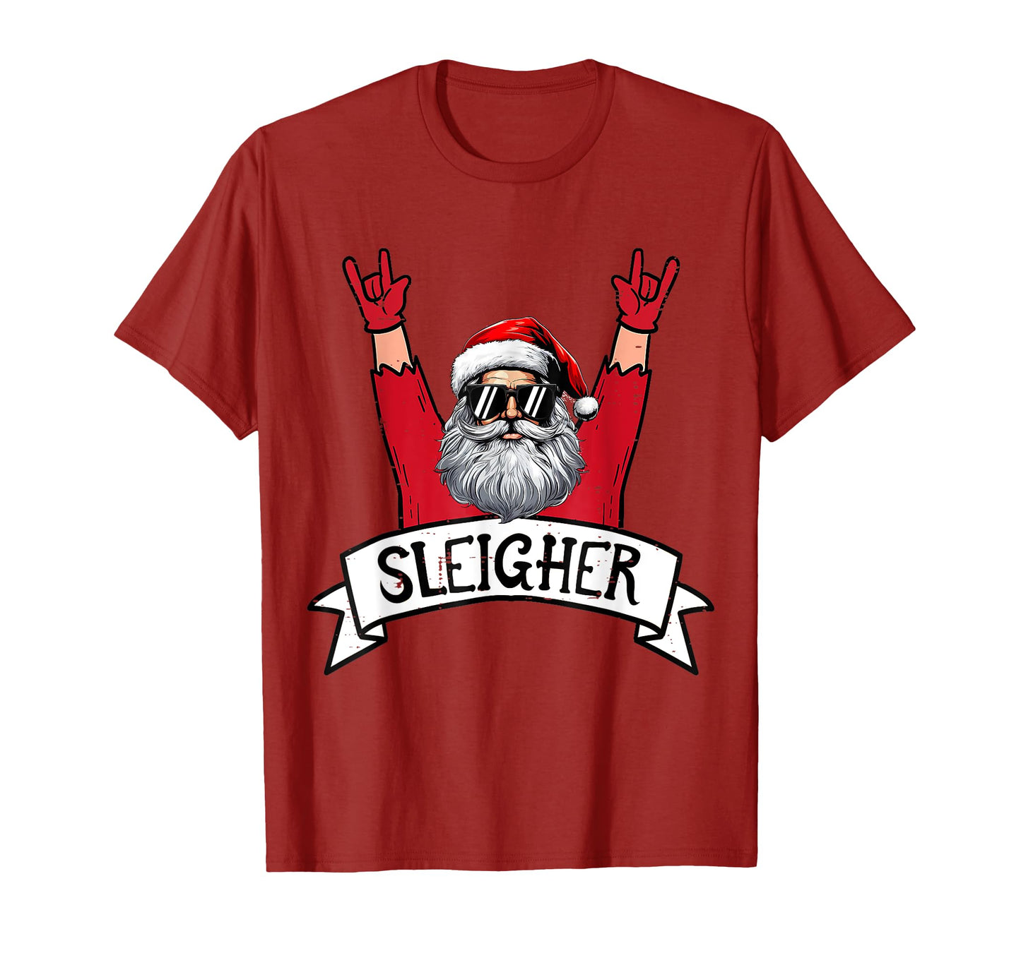 Christmas Sleigher Santa Rock Xmas Rocker Men Women Kids Boy T-Shirt