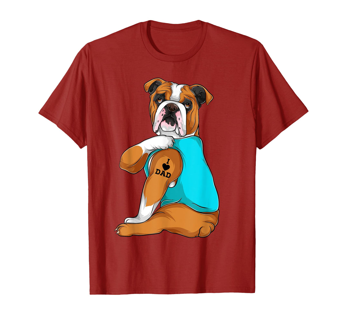 English Bulldog I Love Dad Tattoo Apparel, Dog Dad Gifts Men Women T-Shirt