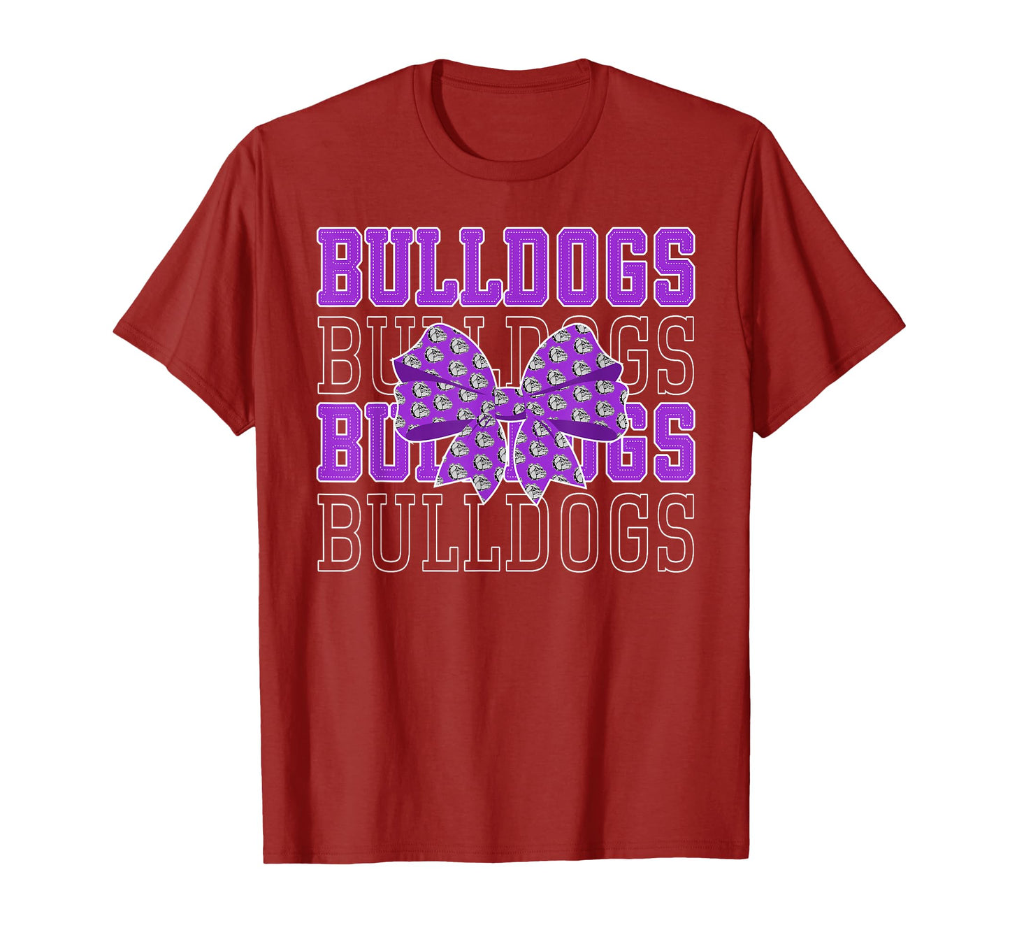 Purple Bulldogs Coquette Bow Bulldog Pride School Spirit T-Shirt