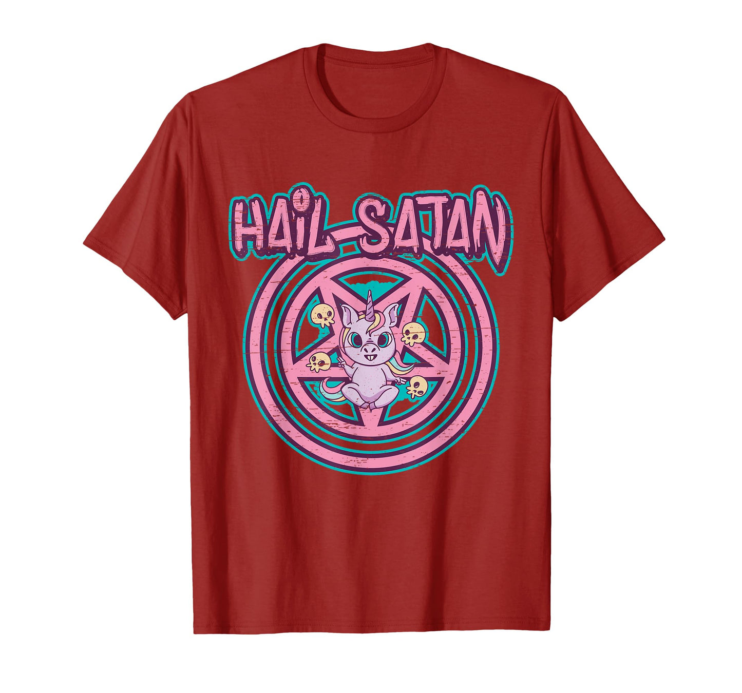 Hail Satan Death Metal Unicorn - Black Dark Rock Death Metal T-Shirt