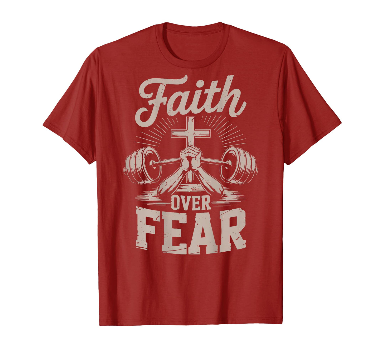 Men's Faith Over Fear Christian Workout Gym Jesus Christ T-Shirt