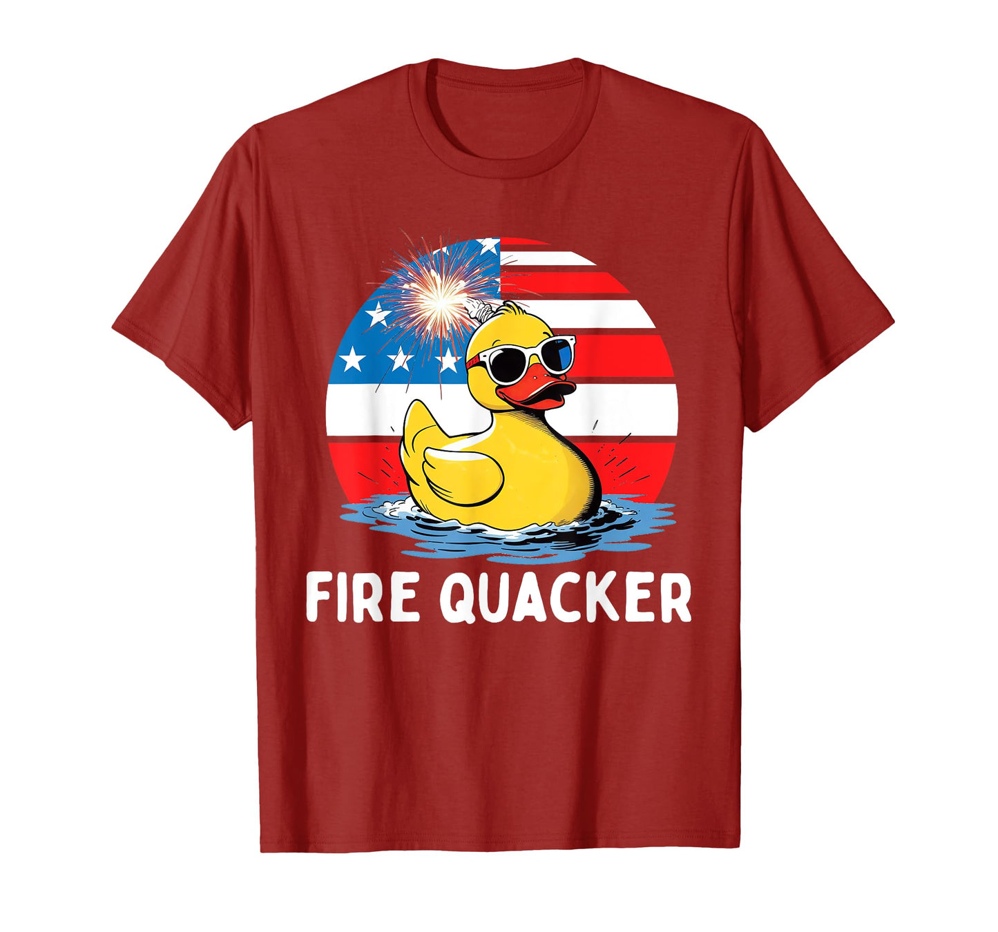 Fire Quacker Duck Firecracker Funny 4th of July USA Flag Kid T-Shirt