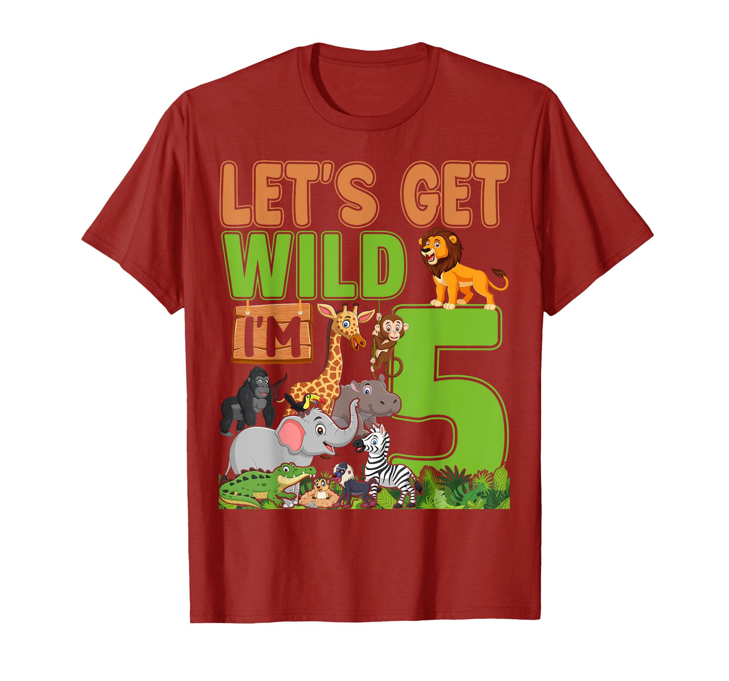 5 Year Old Zoo Birthday Safari Jungle Animal 5th Birthday T-Shirt