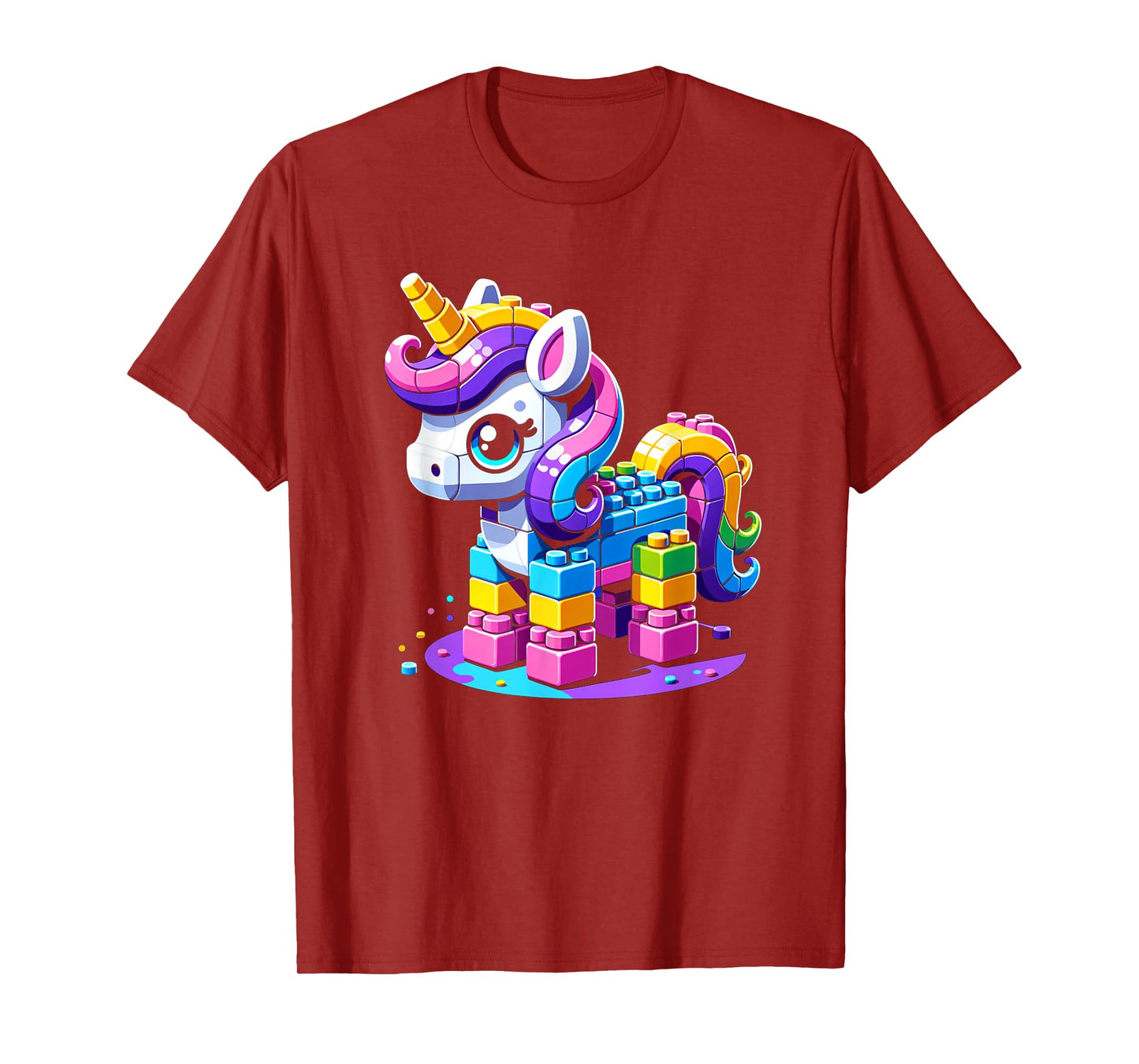Block Building Unicorn Lover Master Builder Bricks T-Shirt