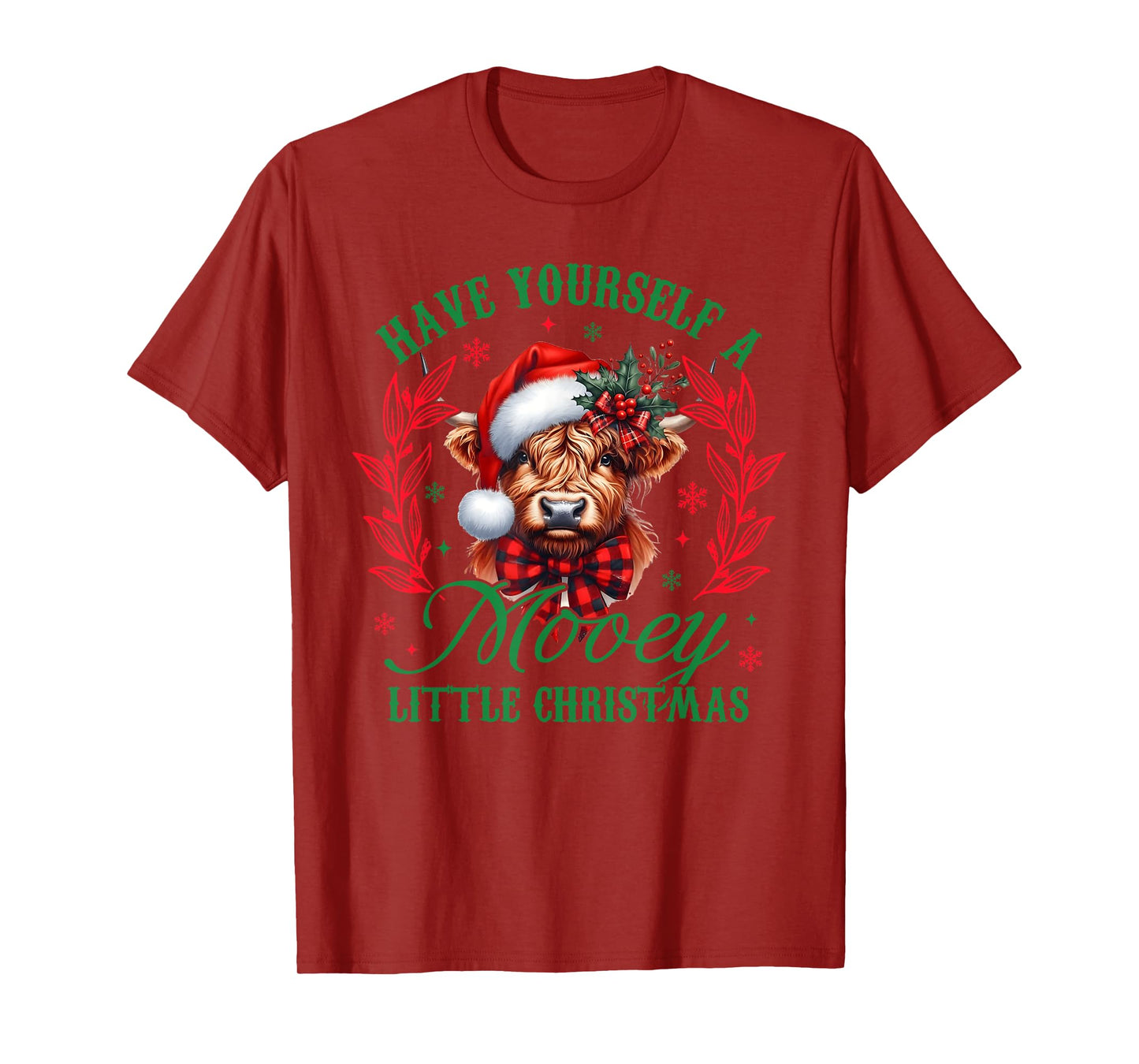 Have Yourself A Mooey Little Christmas Funny Cow Santa Women T-Shirt