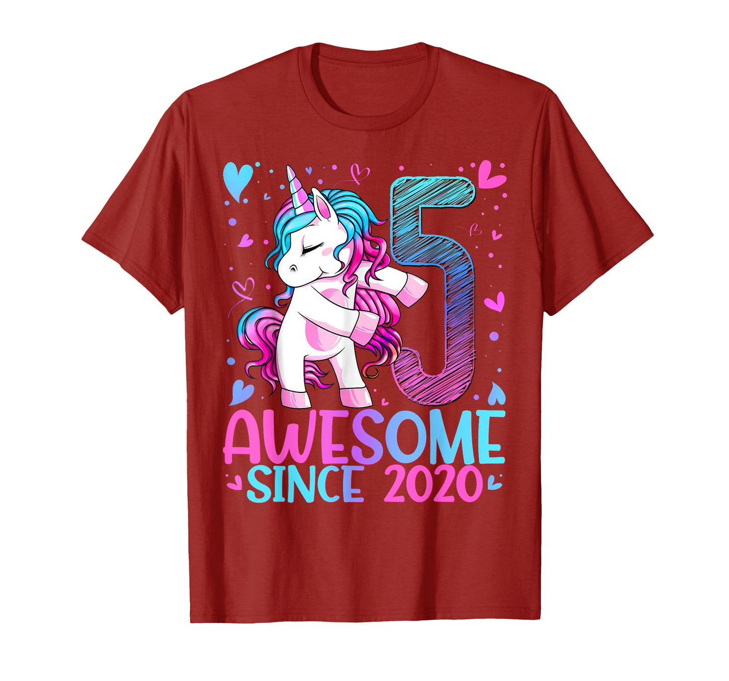 5th Birthday Unicorn Awesome Since 2020 Birthday Girl Party T-Shirt