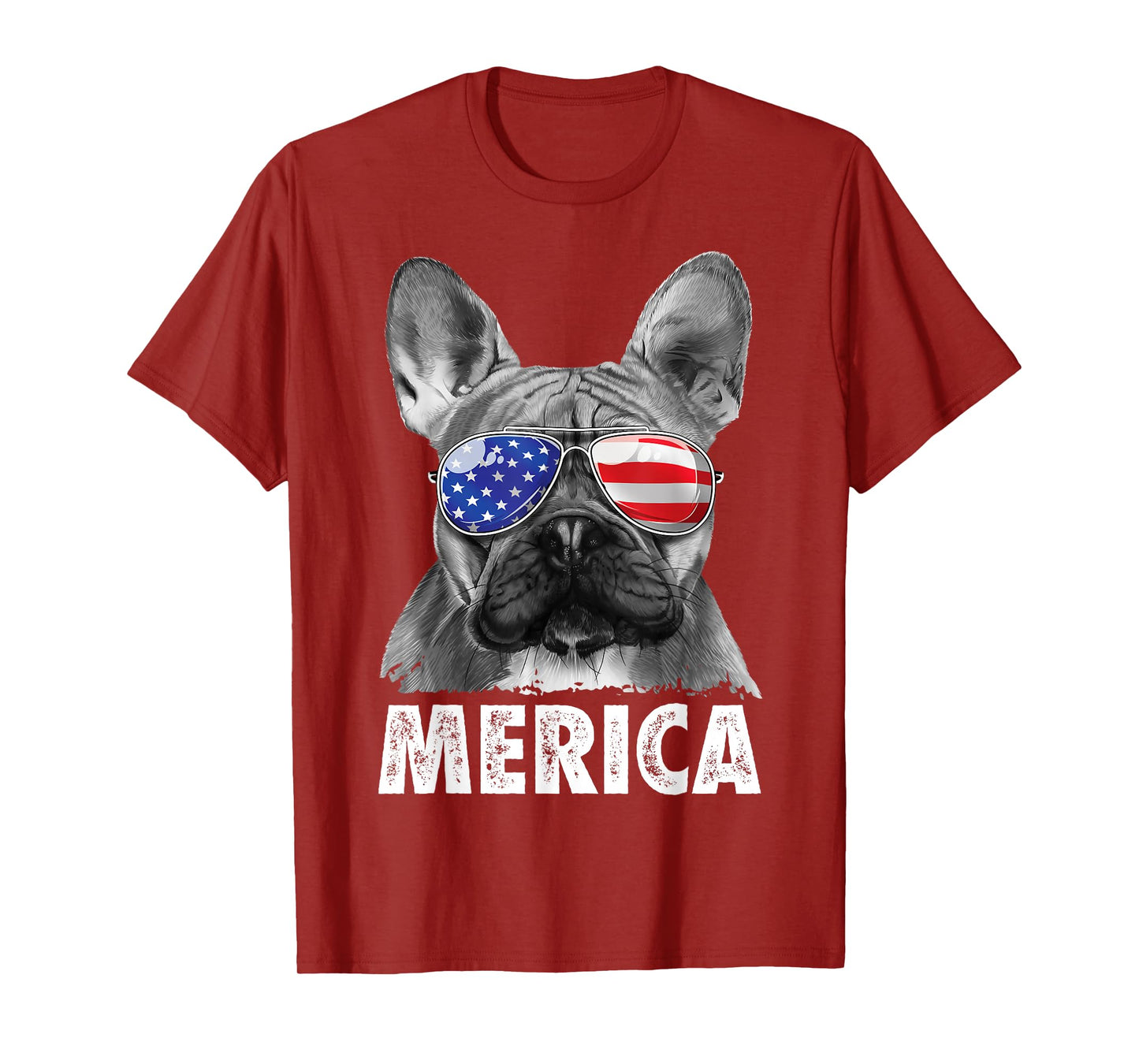 French Bulldog 4th of July Merica American Flag Sunglasses T-Shirt