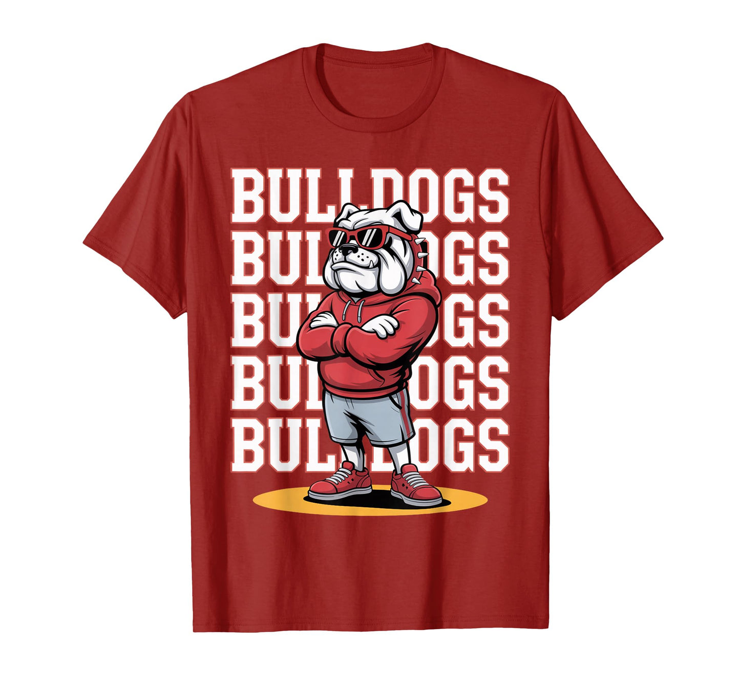 Retro Bulldog Mascot Style Sports Fan Men Women Boys Girls T-Shirt