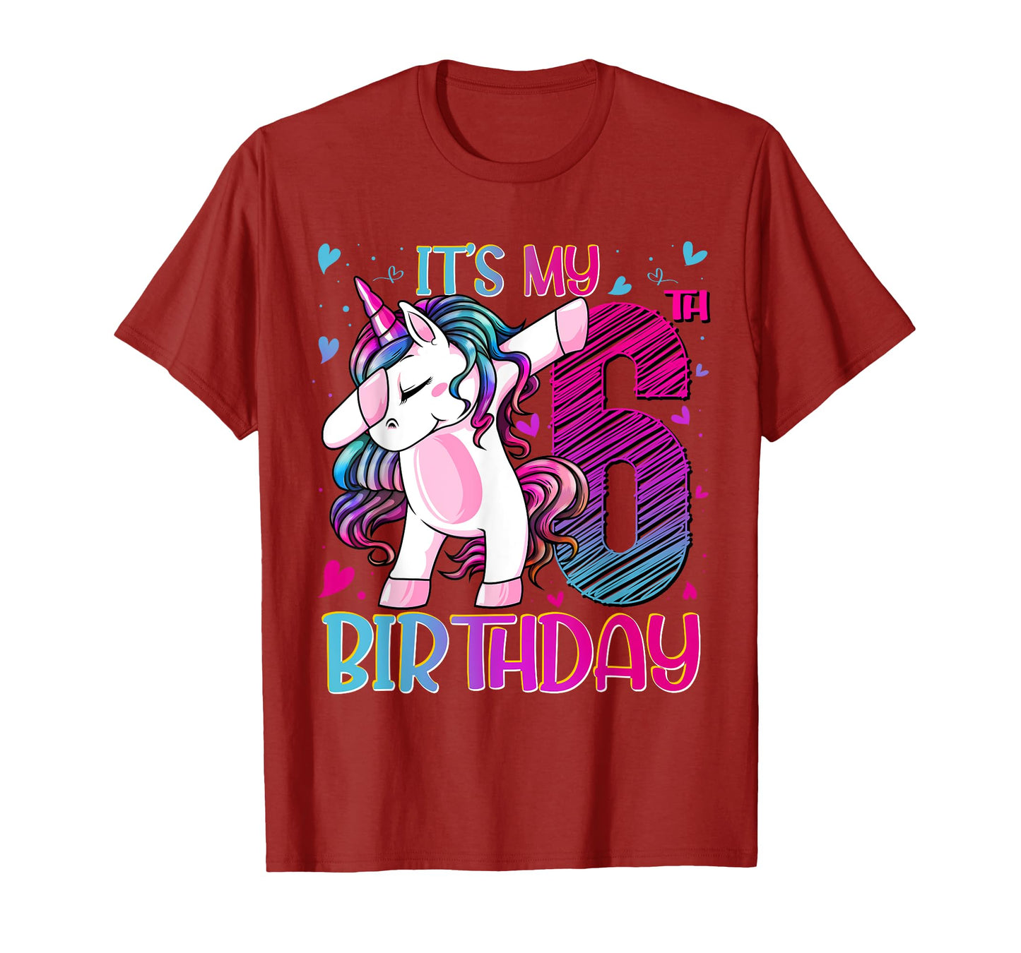 6 Year Old Unicorn Dabbing 6th Birthday Girl Unicorn Party T-Shirt