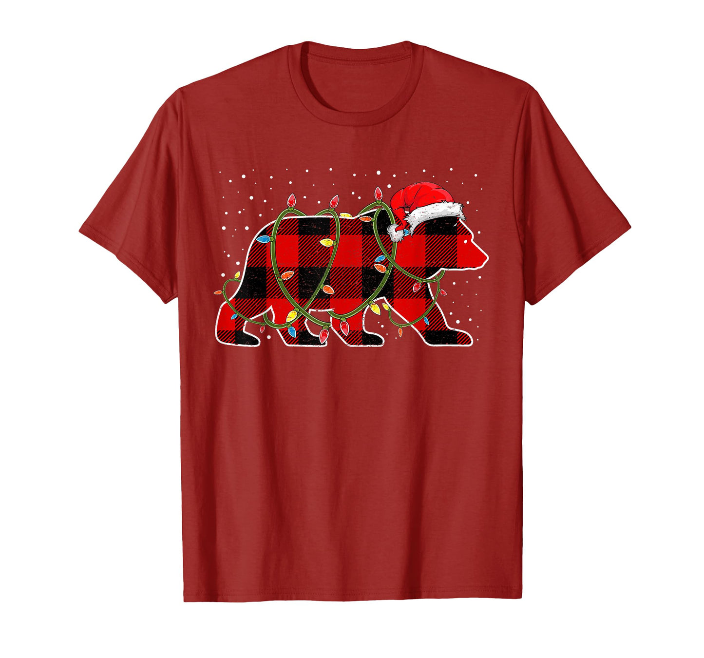 Red Buffalo Plaid Christmas Tree Light Bear Pajama Sweater T-Shirt