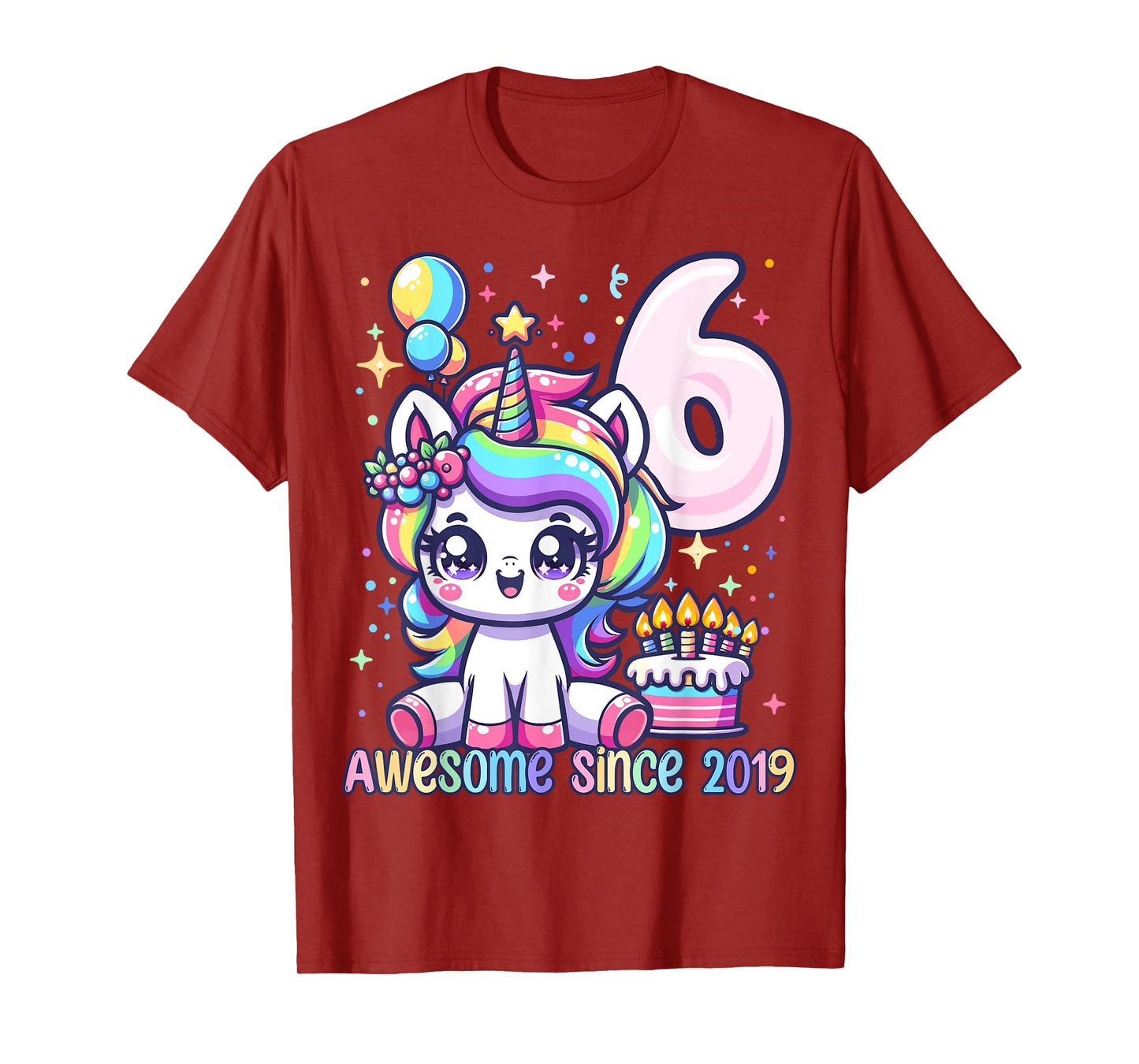 Unicorn 6th Birthday 6 Year Old Unicorn Party Girls Outfit T-Shirt