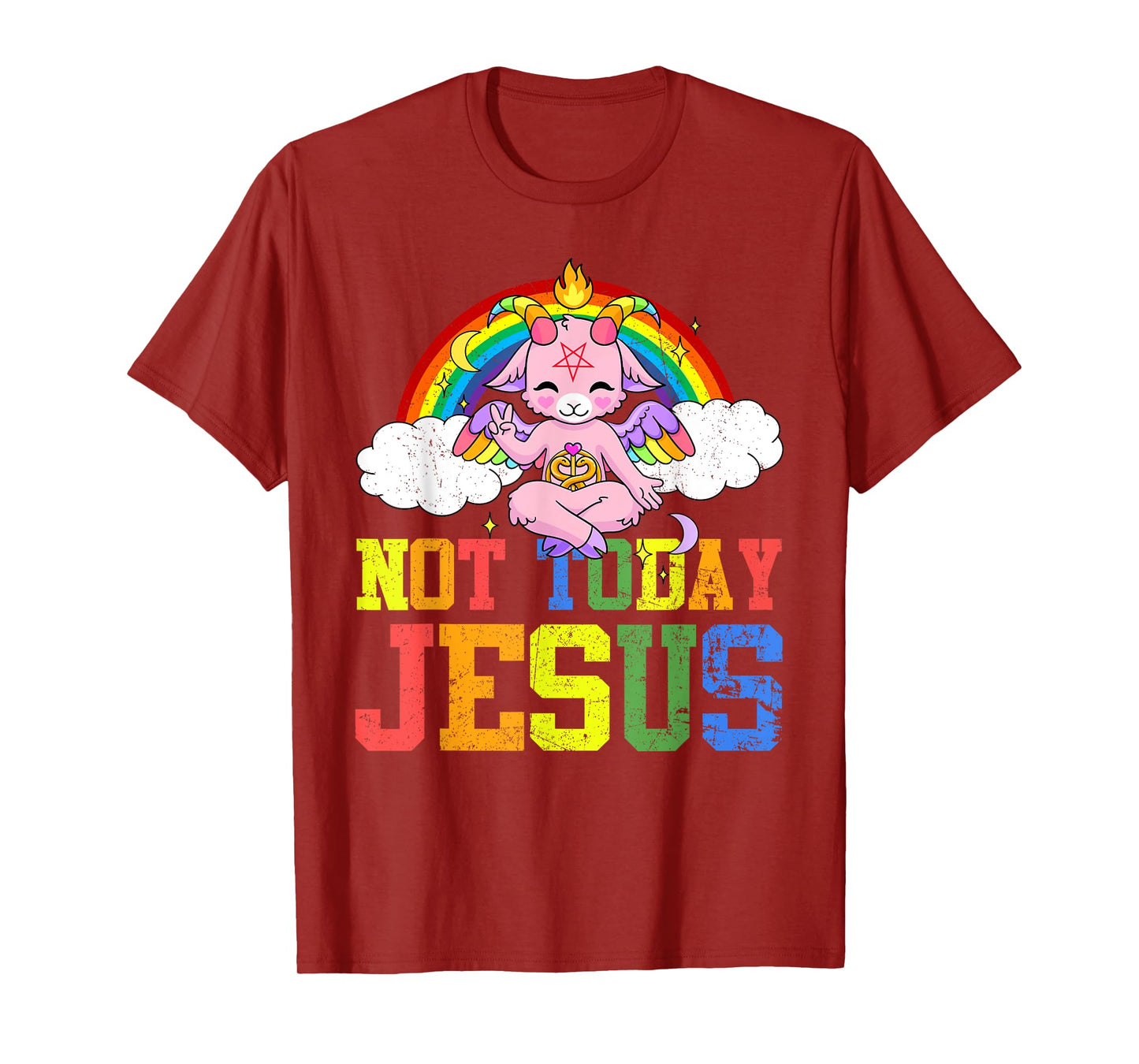 Today Not Jesus Cute Baphomet LBGT Satan Goat Gay Pride T-Shirt