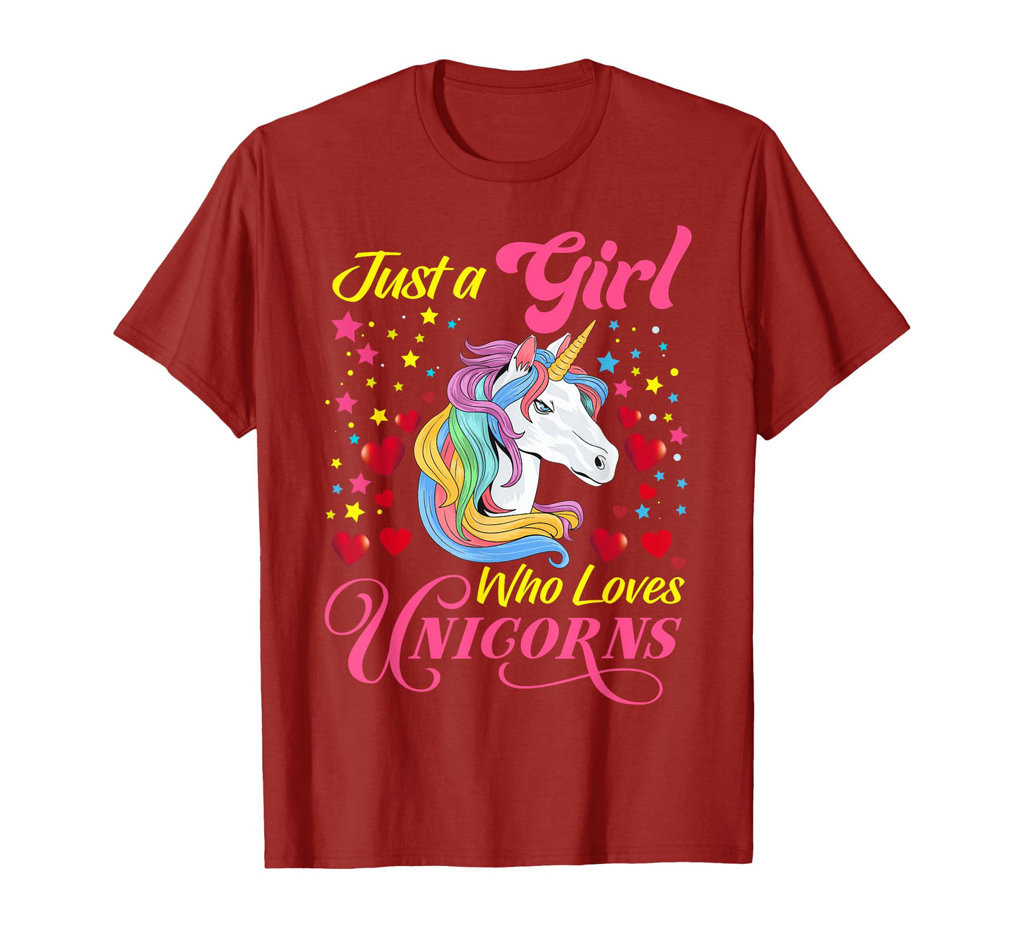 Funny Just a Girl Who Loves Unicorns Girls Women and Moms T-Shirt