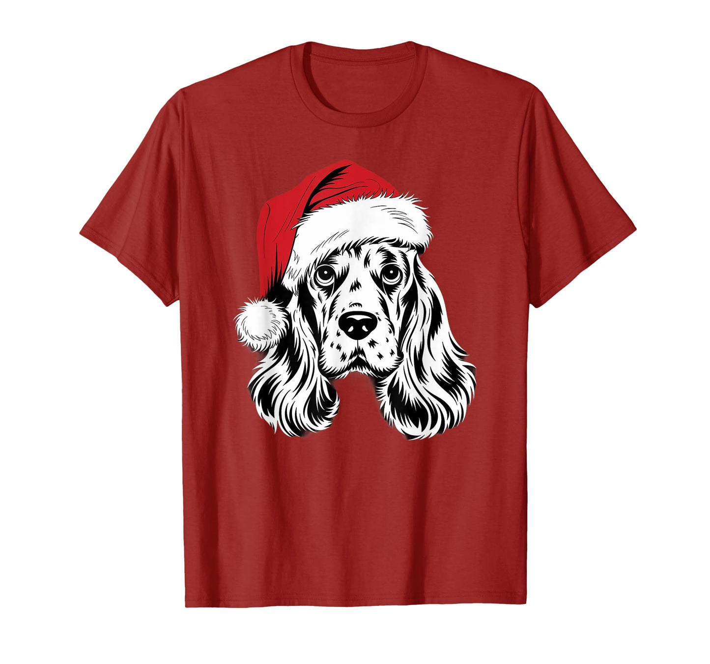 Joyful Cocker Santa Dog on Cocker Spaniel Christmas T-Shirt