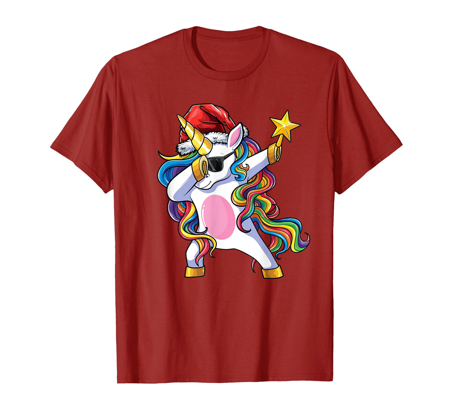 Unicorn Christmas Tree Lights Christmas Dabbing Unicorn T-Shirt