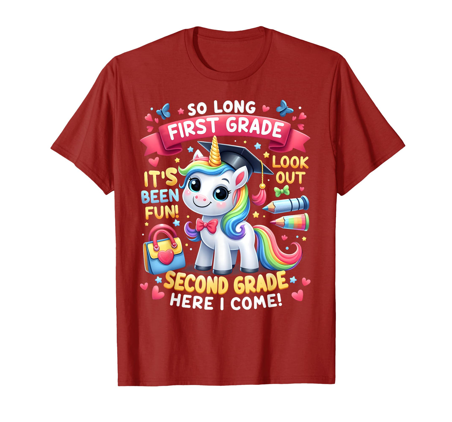 So long First Grade Hello Second Grade Cute Unicorn Summer Men Women Girls Kids T-Shirt