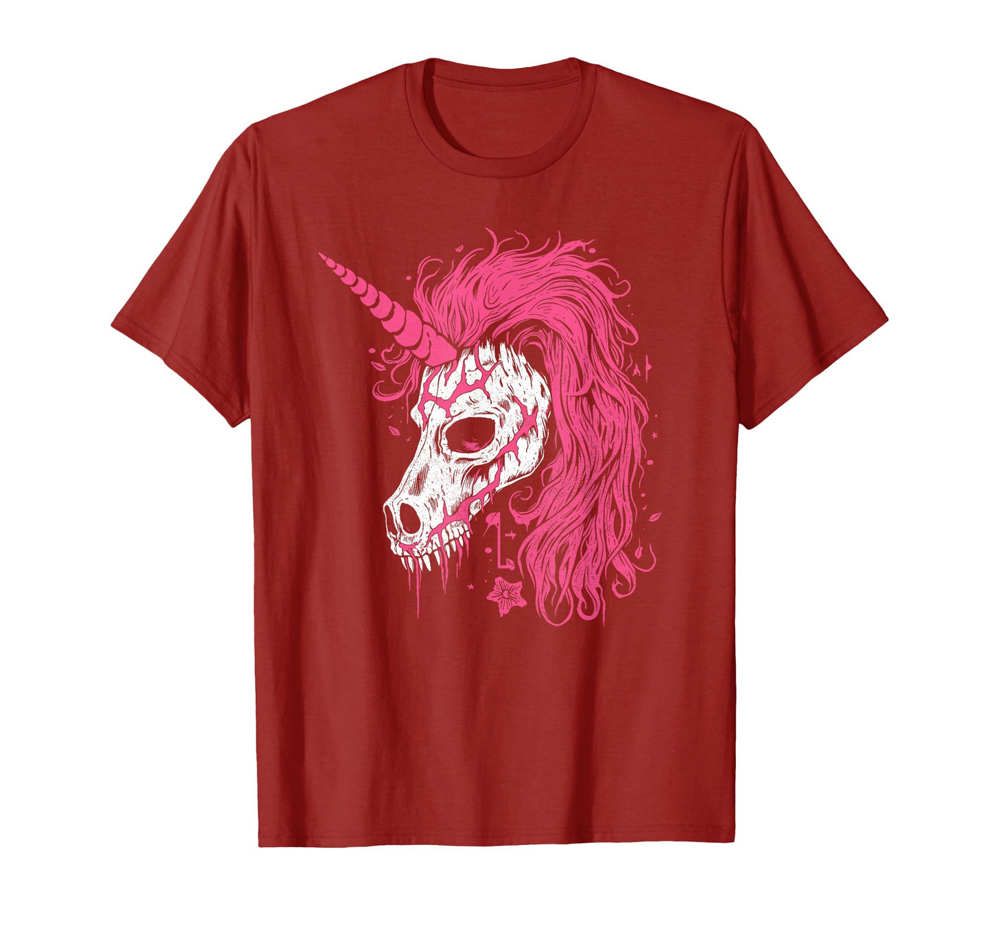 Awesome Unicorn Skeleton Skull Gothic Spooky Pink Halloween T-Shirt