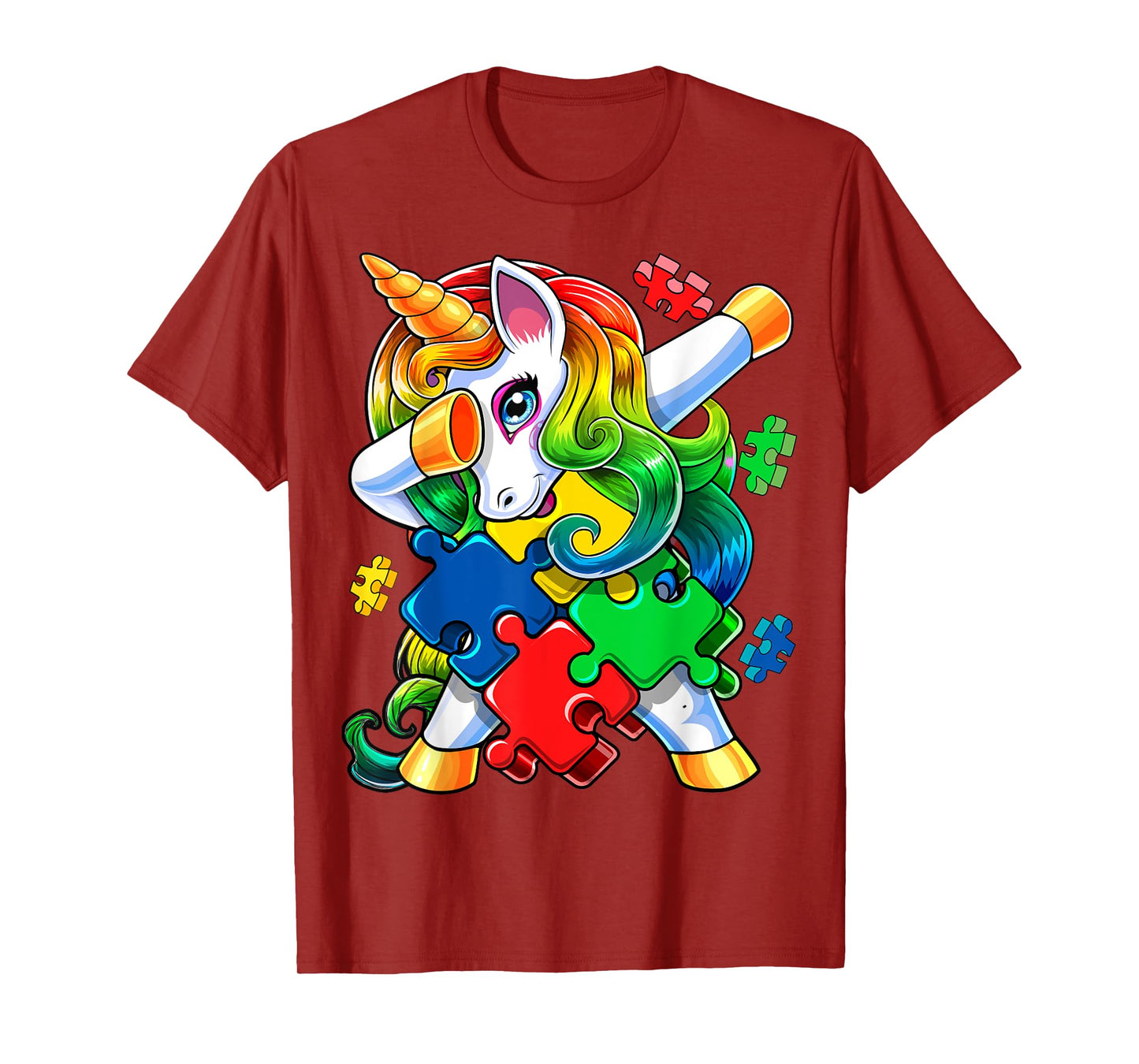 Autism Awareness Dabbing Unicorn Puzzle Piece Gift for Kids T-Shirt