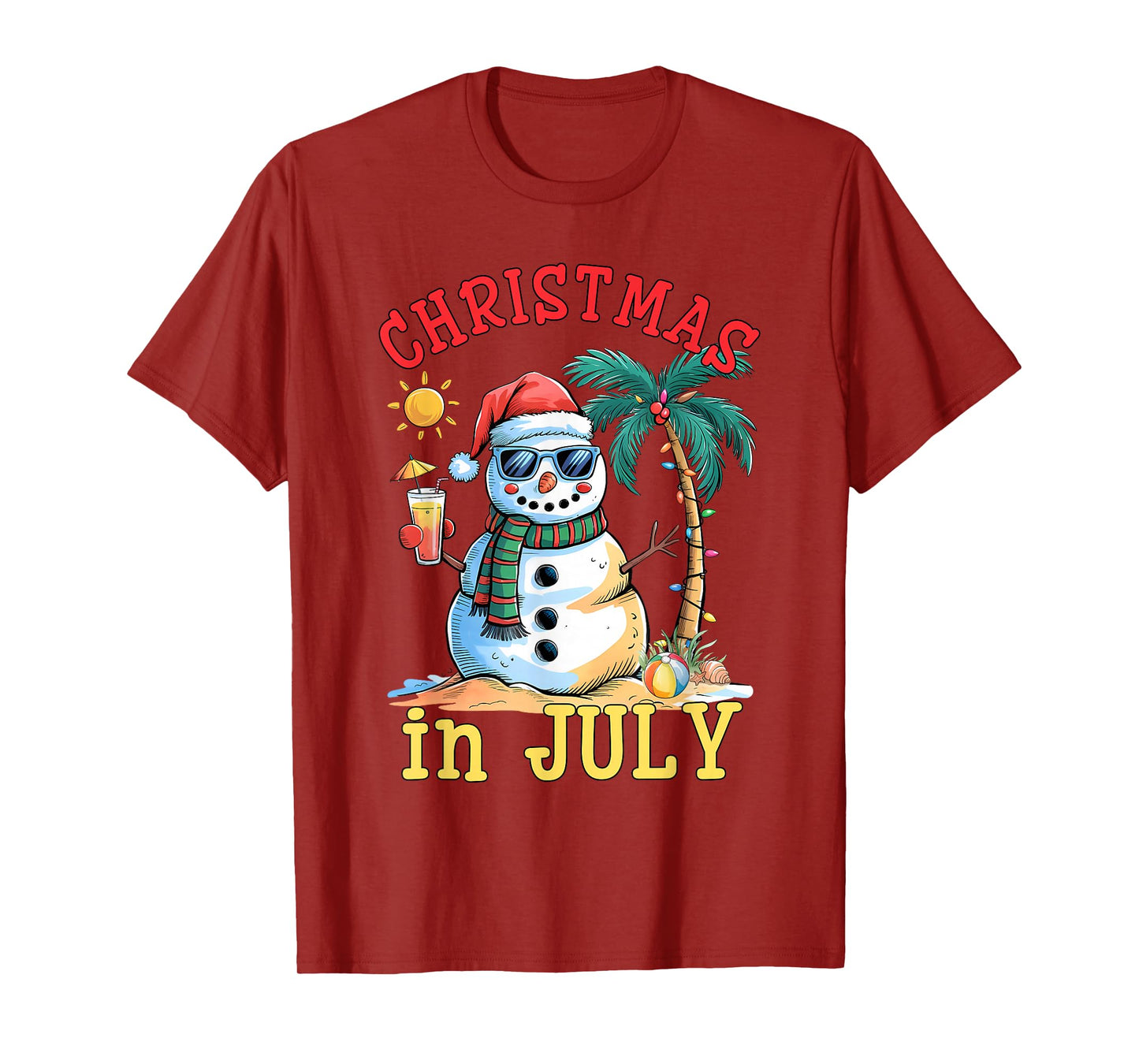 Christmas In July Snowman Summer Beach Vacation Xmas T-Shirt
