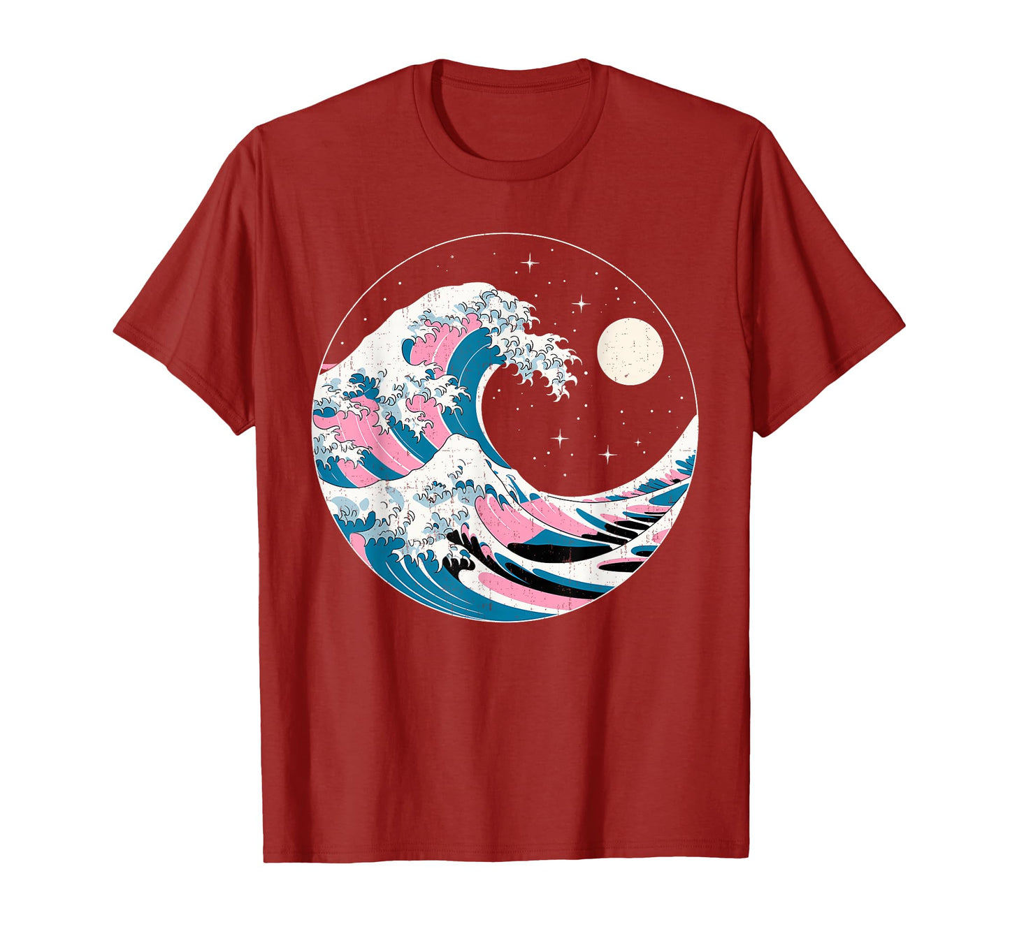 LGBTQ Pride Wave in Japanese Style Under Starry Night Moon T-Shirt