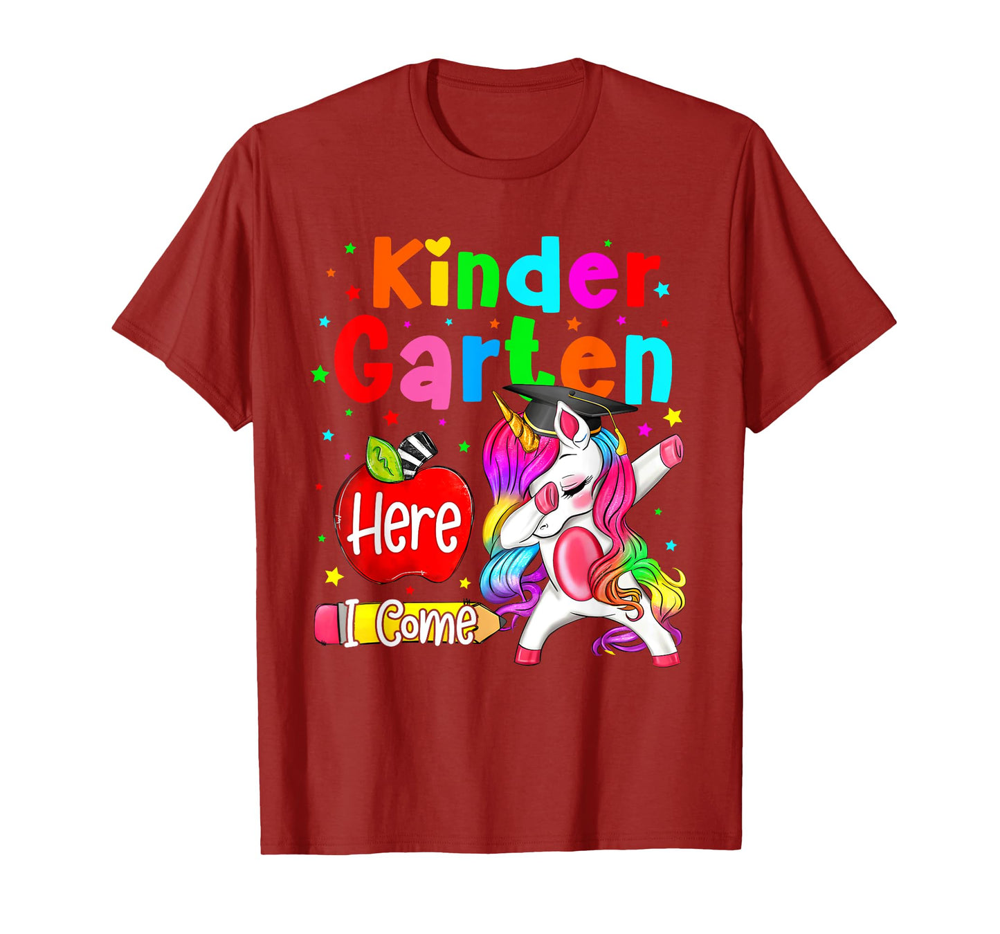 Kindergarten Here I Come Unicorn Girls Kids Back To School T-Shirt